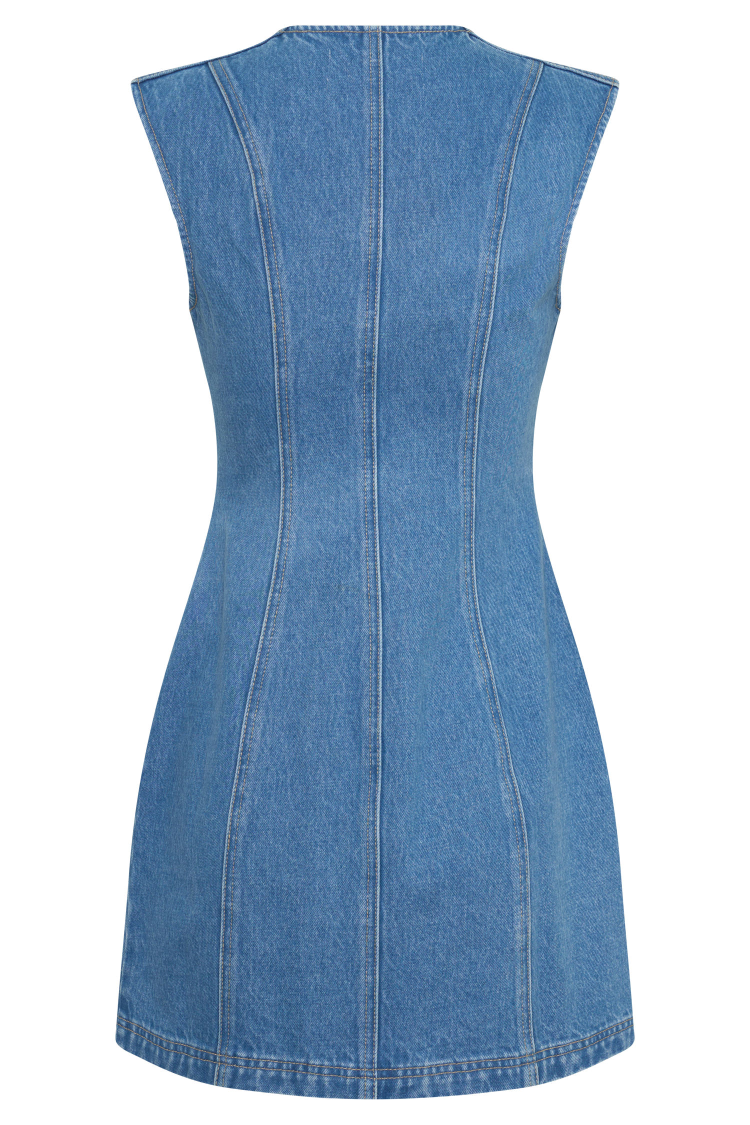 Penn Button Front Denim Mini Dress - Summer Blue #8