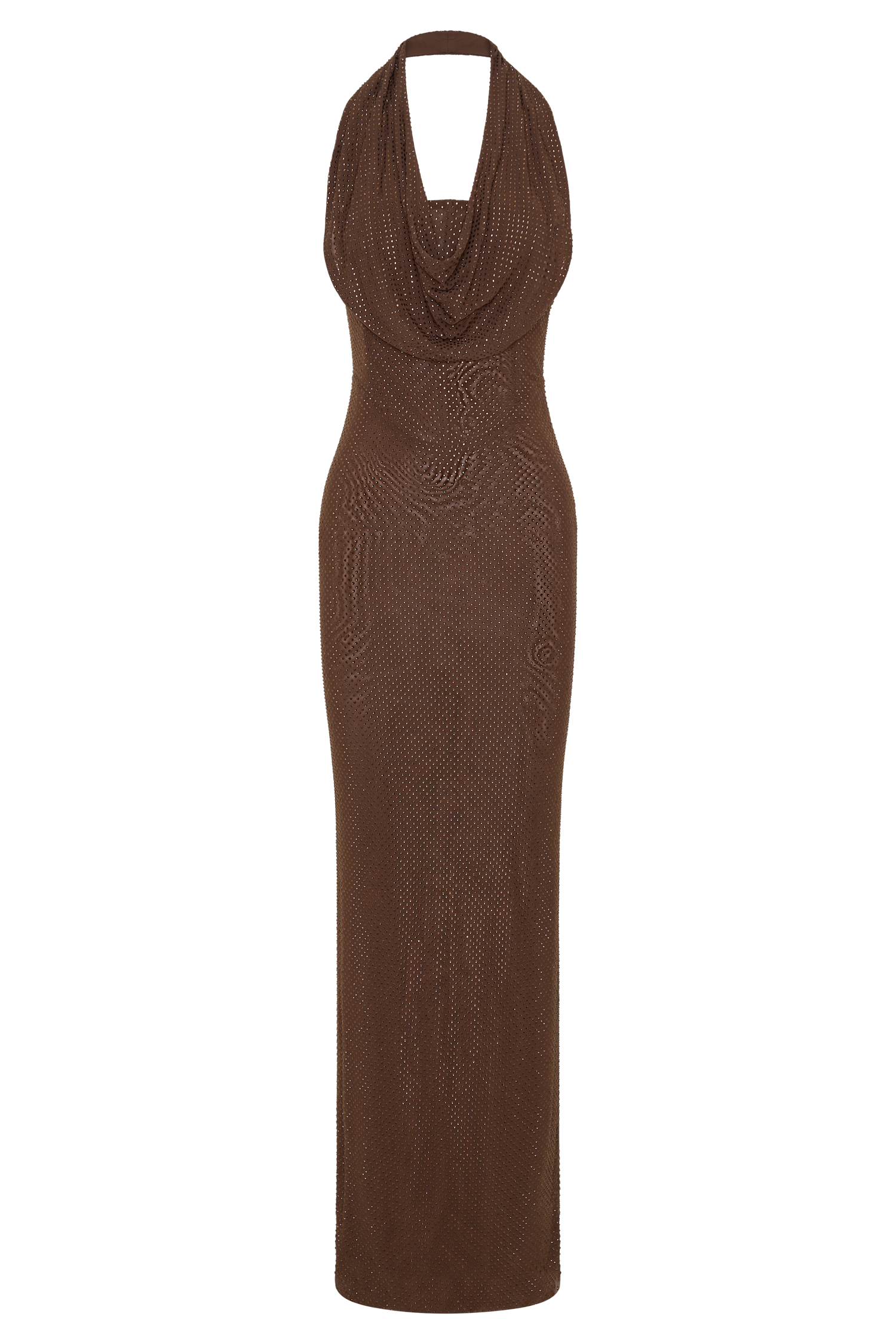 Phi Multi-Wear Cowl Diamante Maxi Dress - Chocolate #12