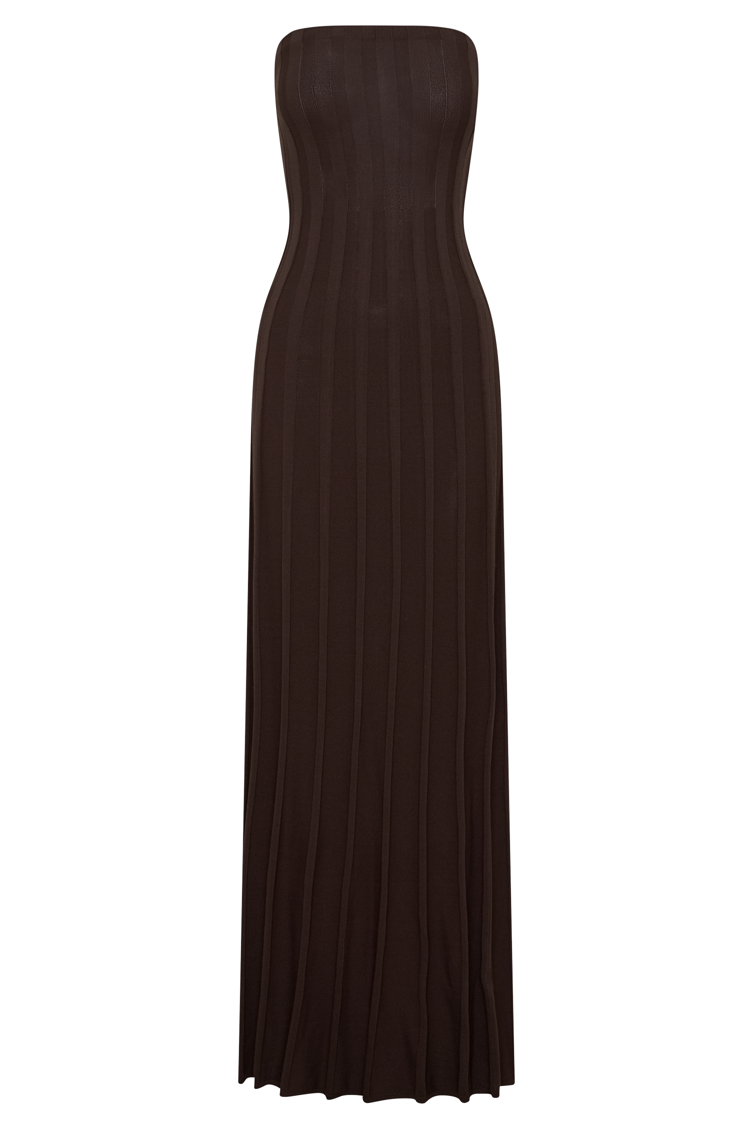 Pia Ribbed Strapless Maxi Dress - Chocolate #9