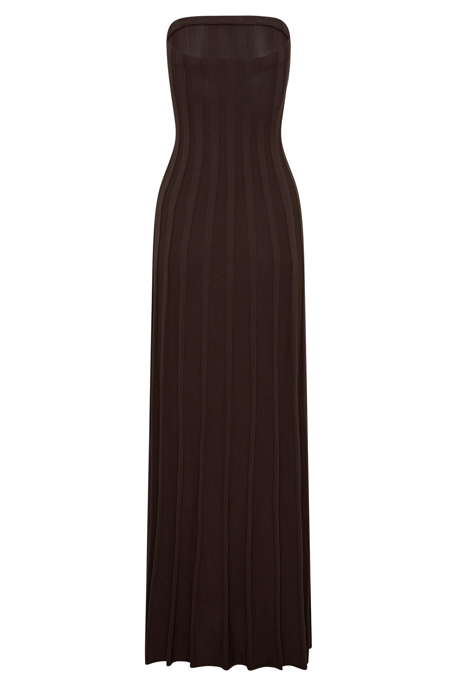 Pia Ribbed Strapless Maxi Dress - Chocolate #8