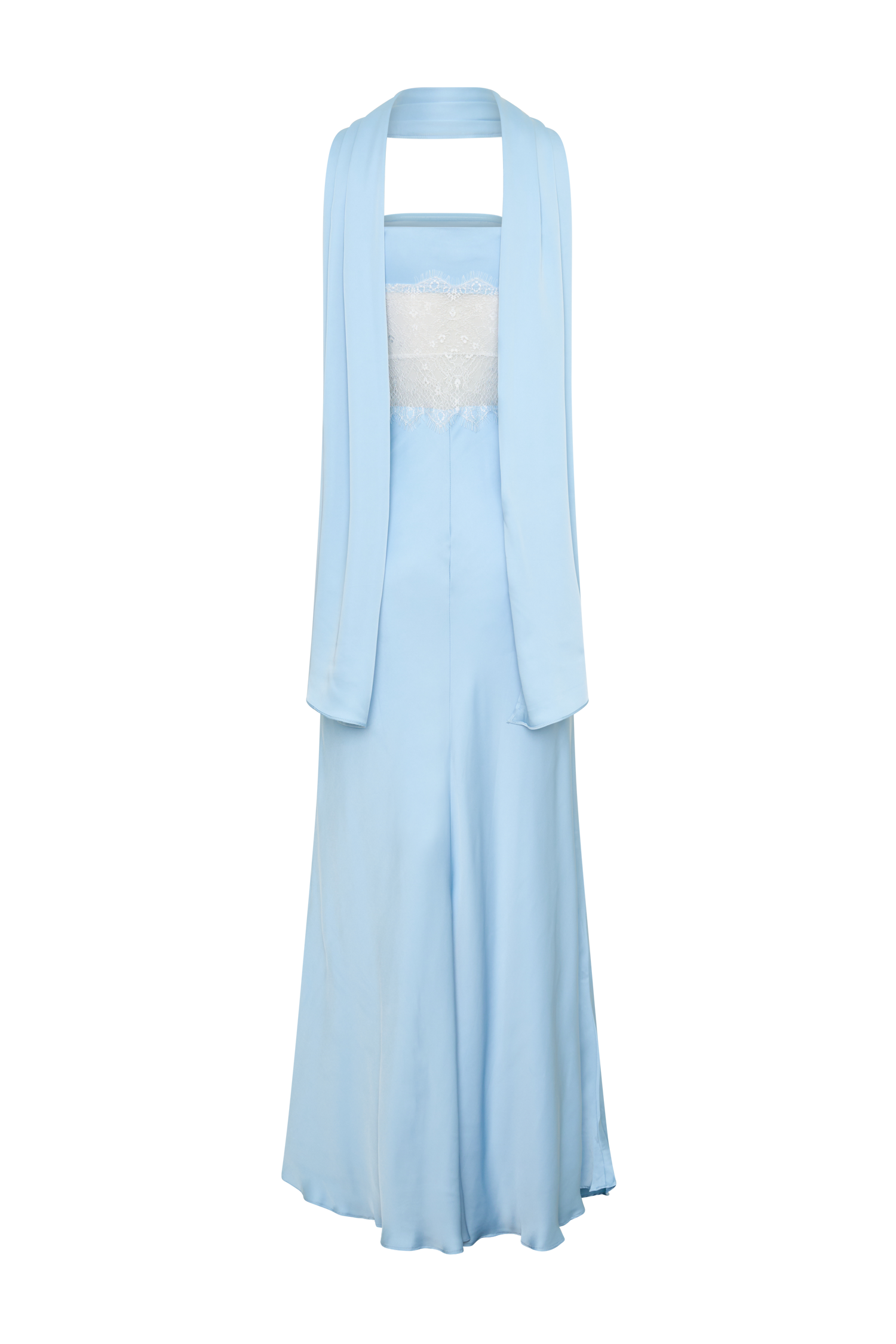 Pilar Strapless Satin And Lace Maxi Dress - Cornflower Blue #5