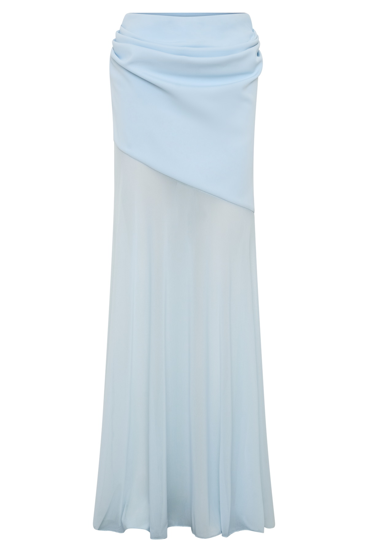 Portia Scuba And Mesh Maxi Skirt - Pale Blue