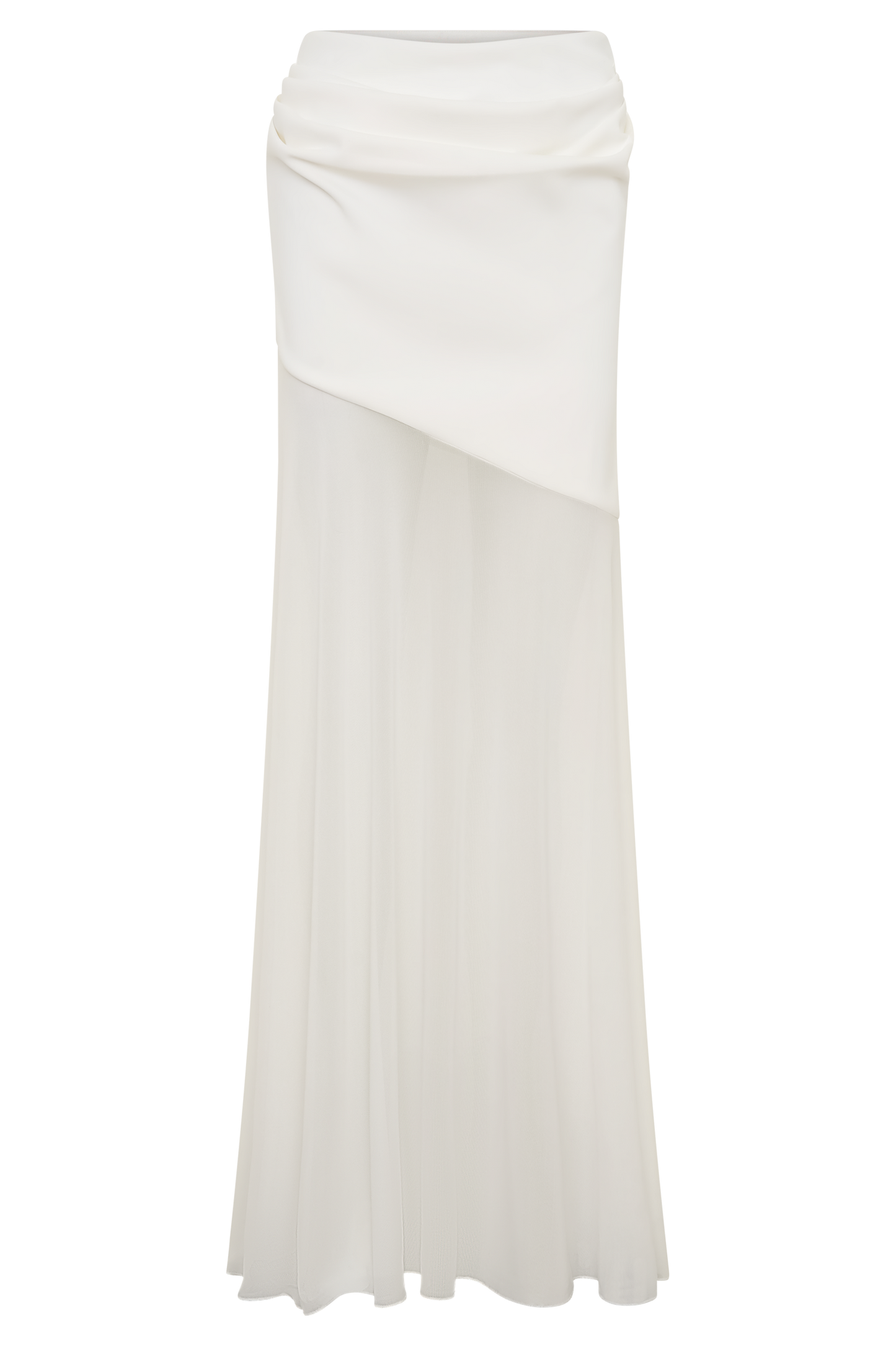 Portia Scuba And Mesh Maxi Skirt - White