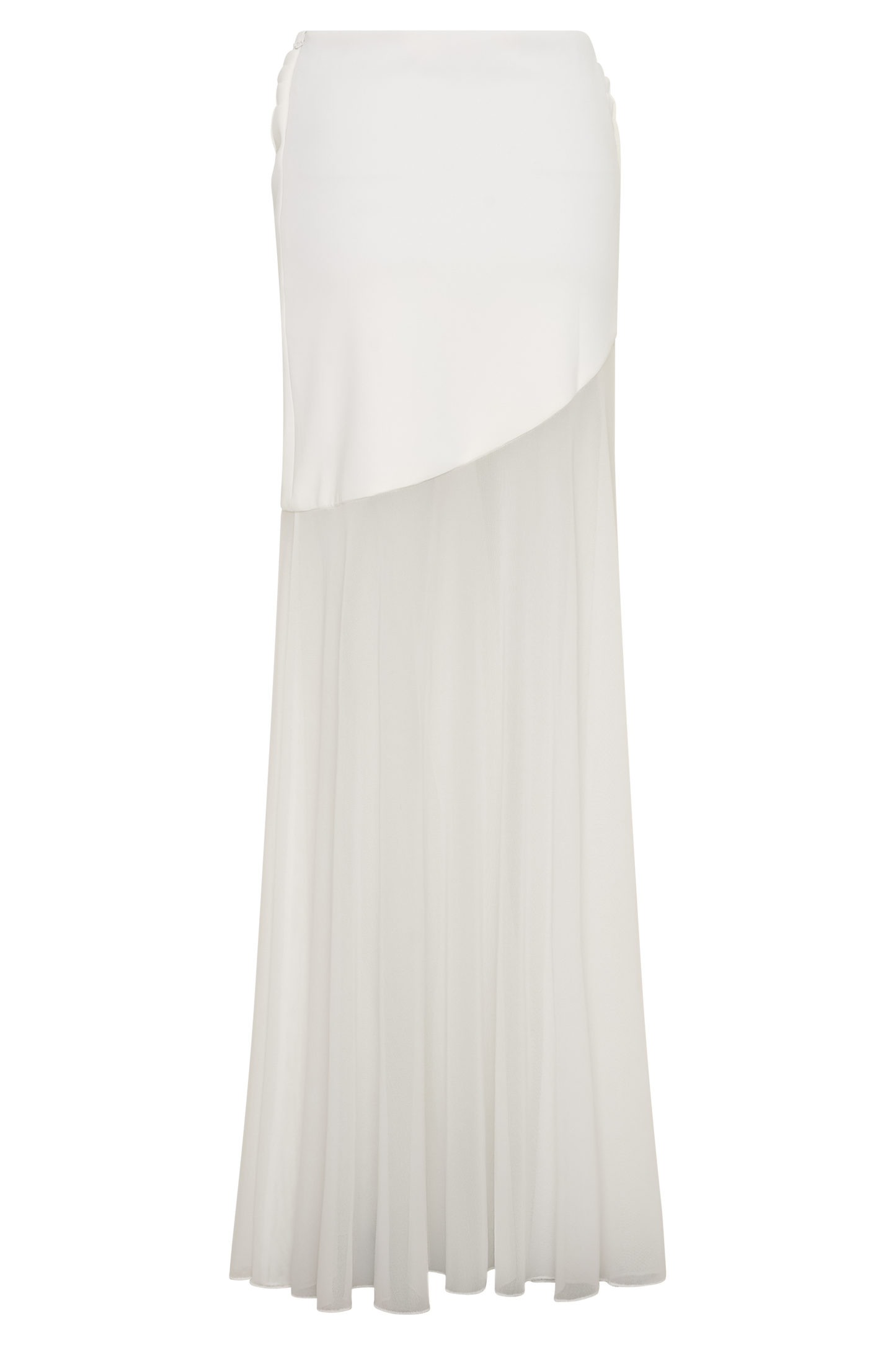 Portia Scuba And Mesh Maxi Skirt - White