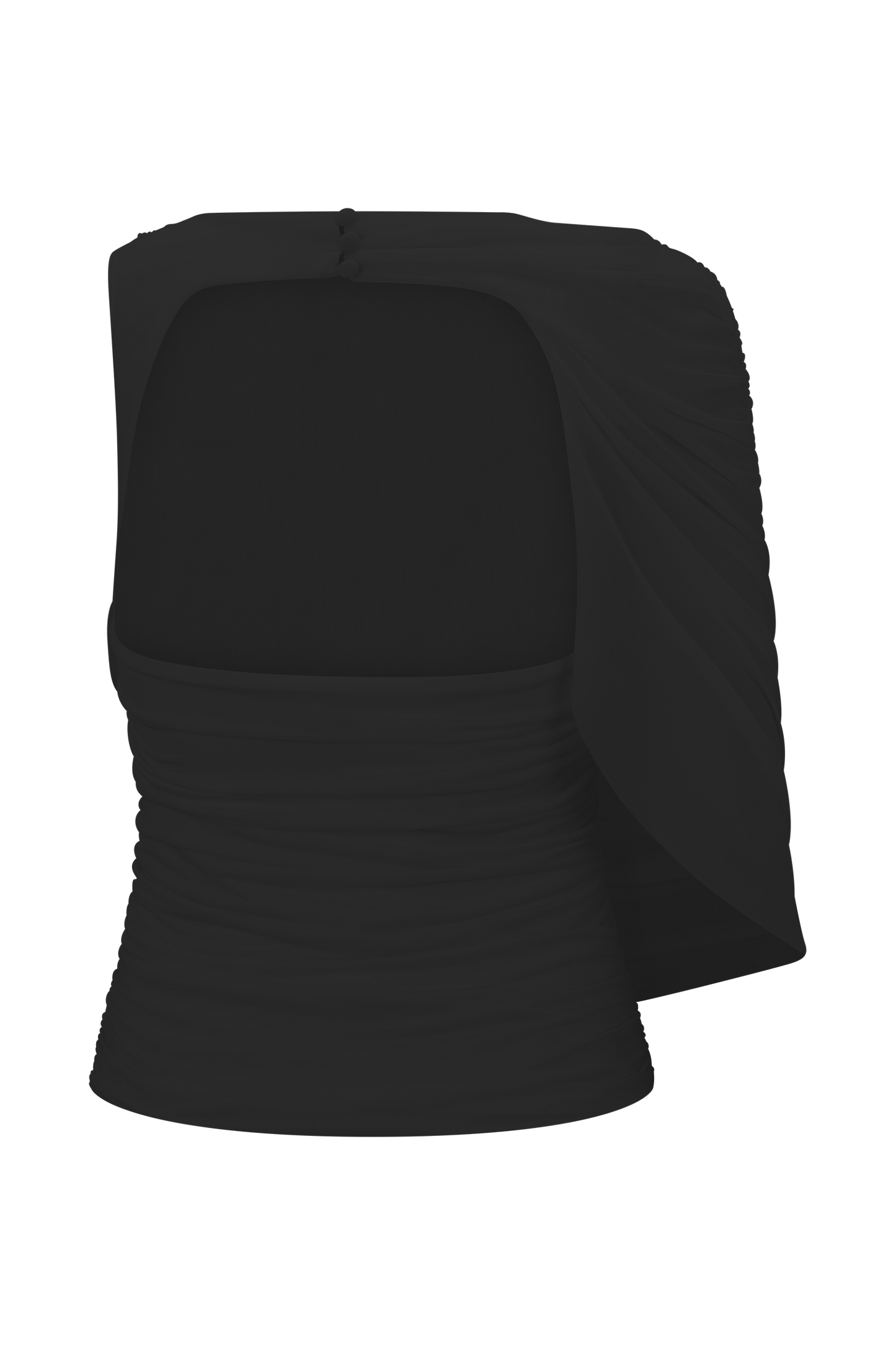 Pruedance Slinky Draped Top With Mesh Overlay - Black