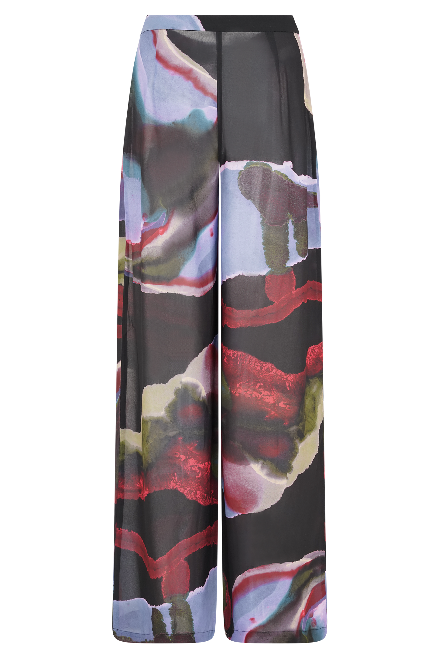 Rachel Chiffon Straight Leg Pants - Multi Fluid Reverie Print