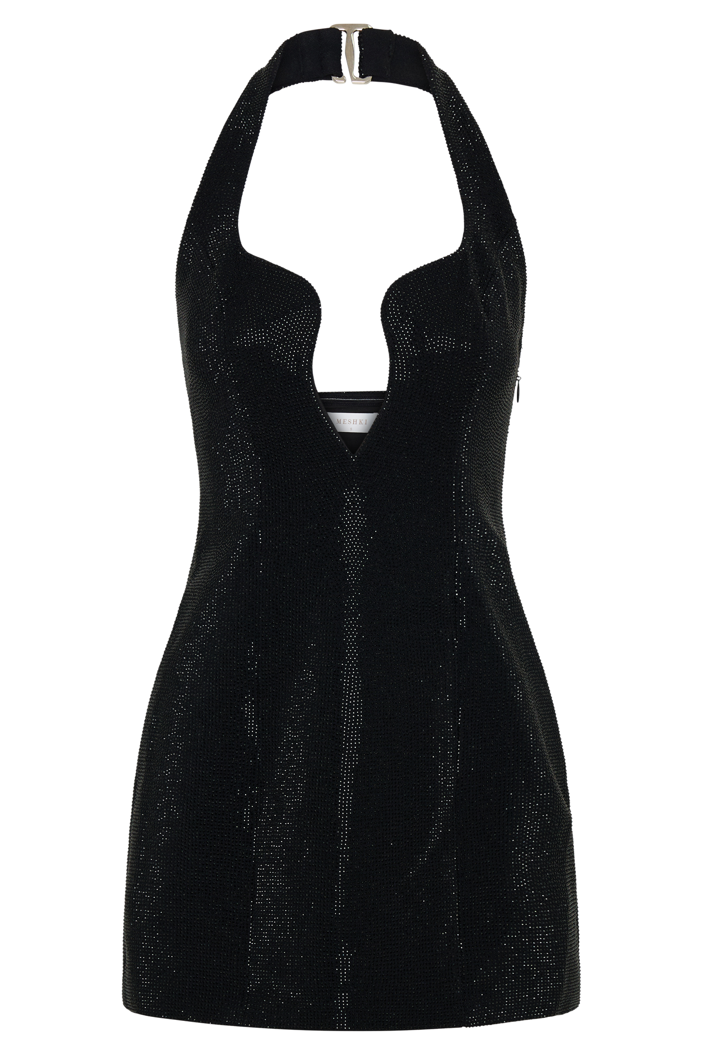Raina Diamante Halter Mini Dress - Black