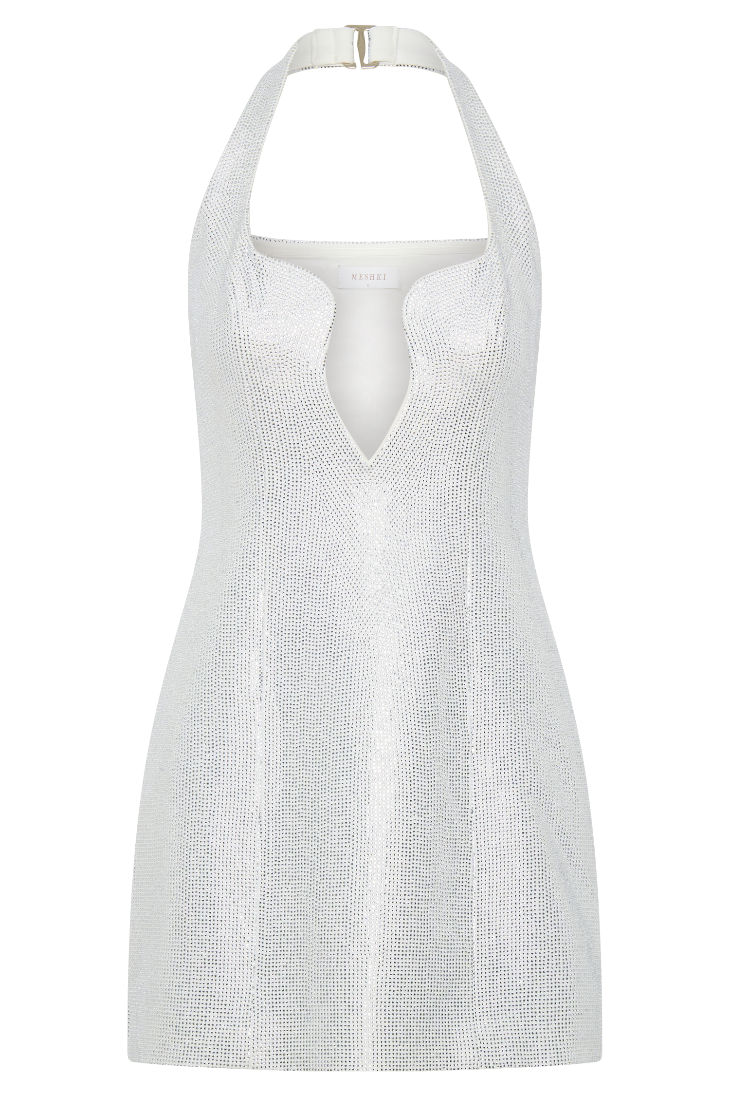 Raina Diamante Halter Mini Dress - White #6