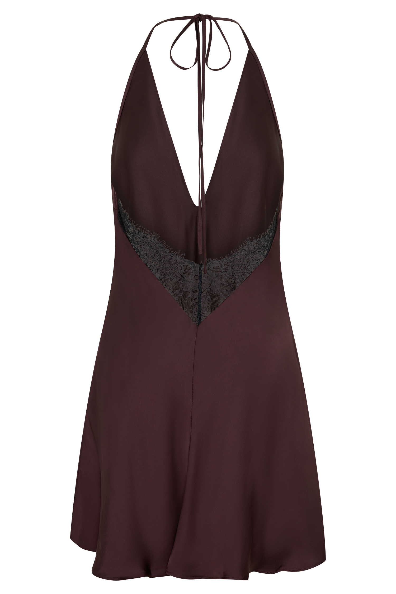 Regina Halter Lace And Satin Mini Dress - Chocolate #8