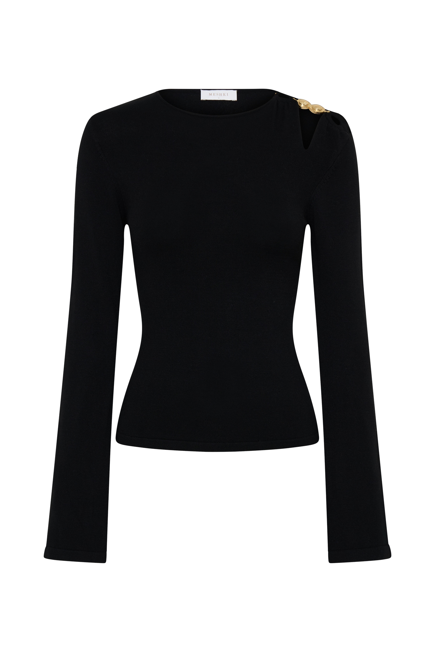 Ricky Knit Long Sleeve Longline Top - Black #8