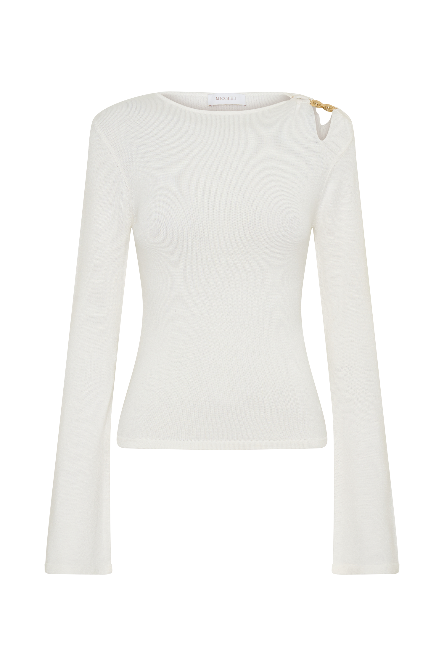 Ricky Knit Long Sleeve Longline Top - Ivory #8