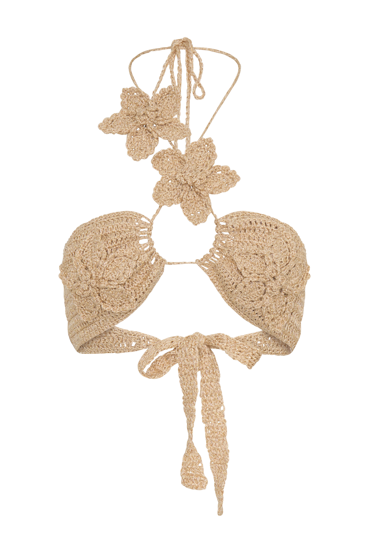 River Floral Crochet Bikini Top - Gold #12