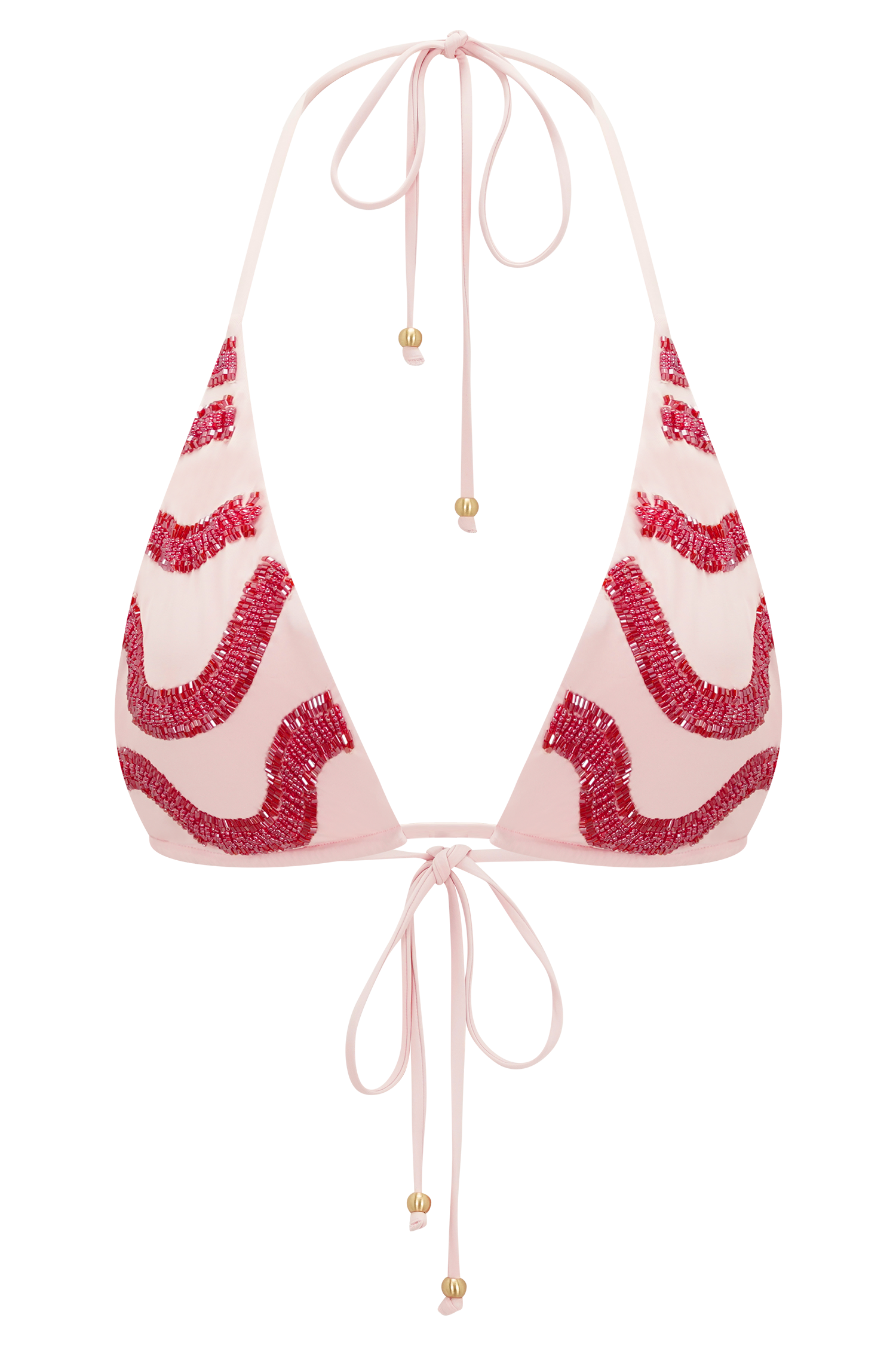 Robyn Beaded Triangle Bikini Top - Pink #9