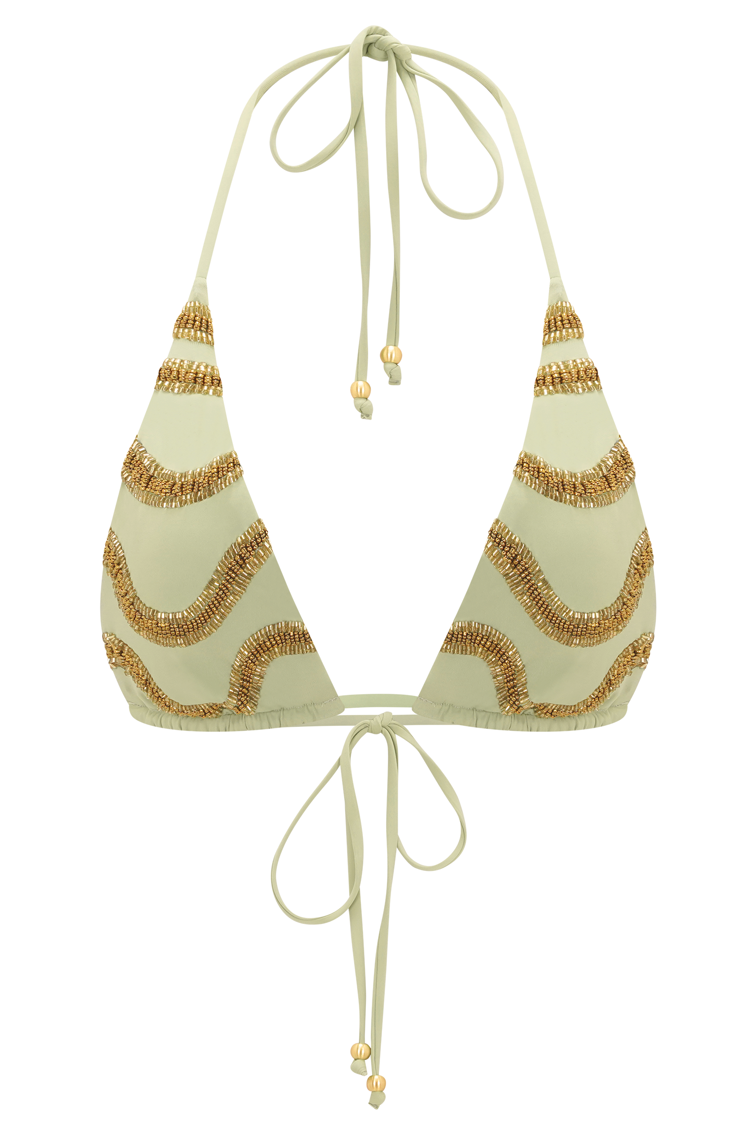 Robyn Beaded Triangle Bikini Top - Sage #10