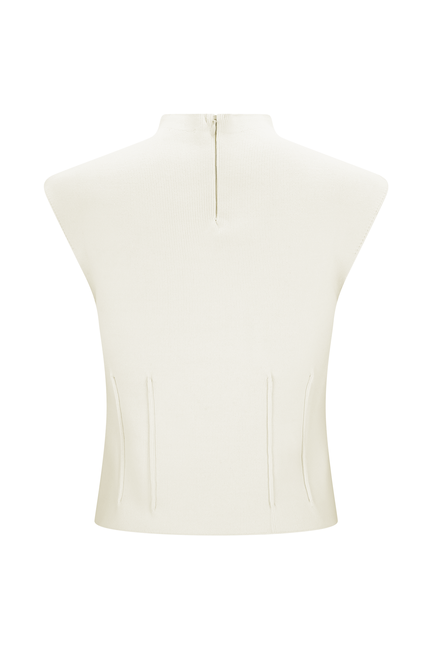 Romaine High Neck Bandage Knit Top - Ivory #8