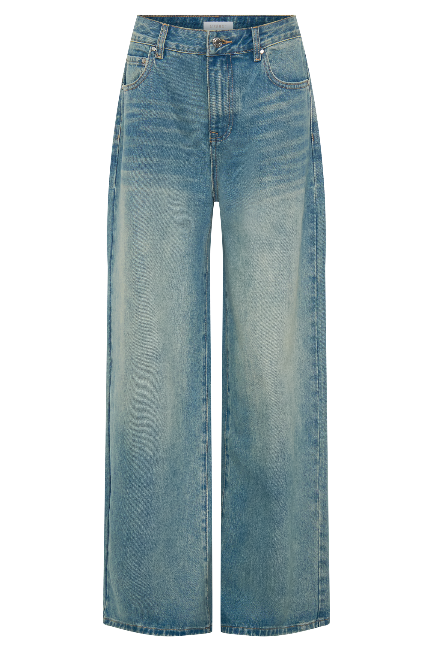 Romi Mid Rise Wide Leg Jeans - Faded Mid Blue