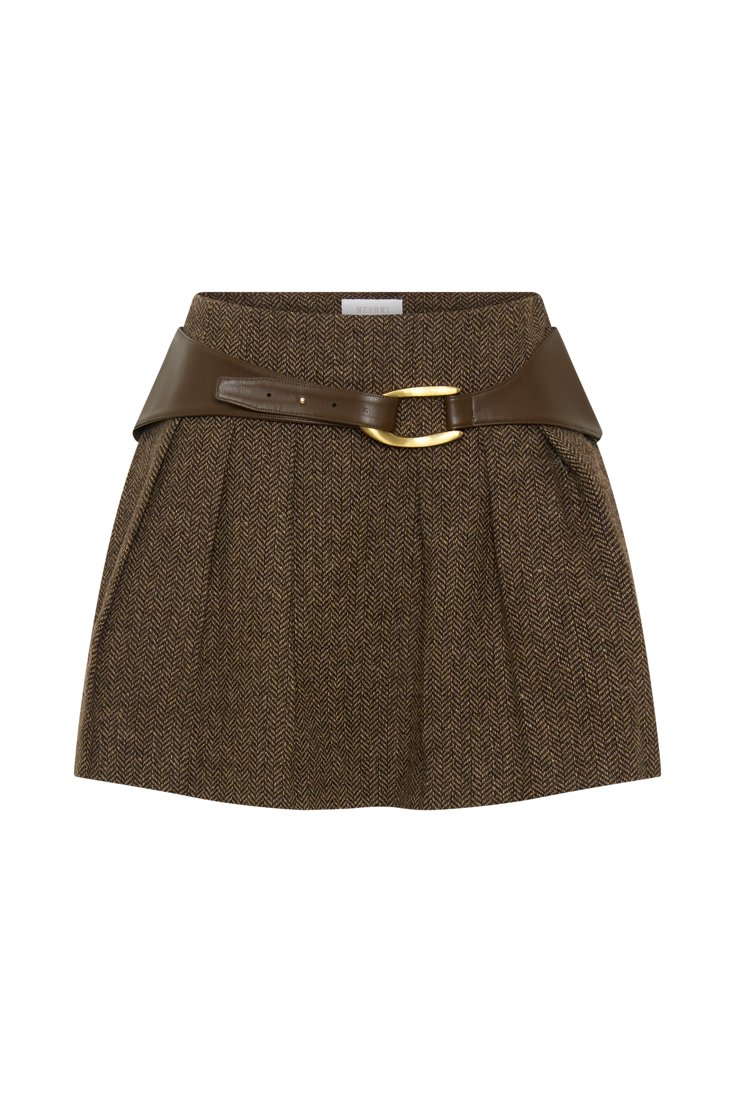 Romy Mini Skirt With Hardware - Herringbone #9