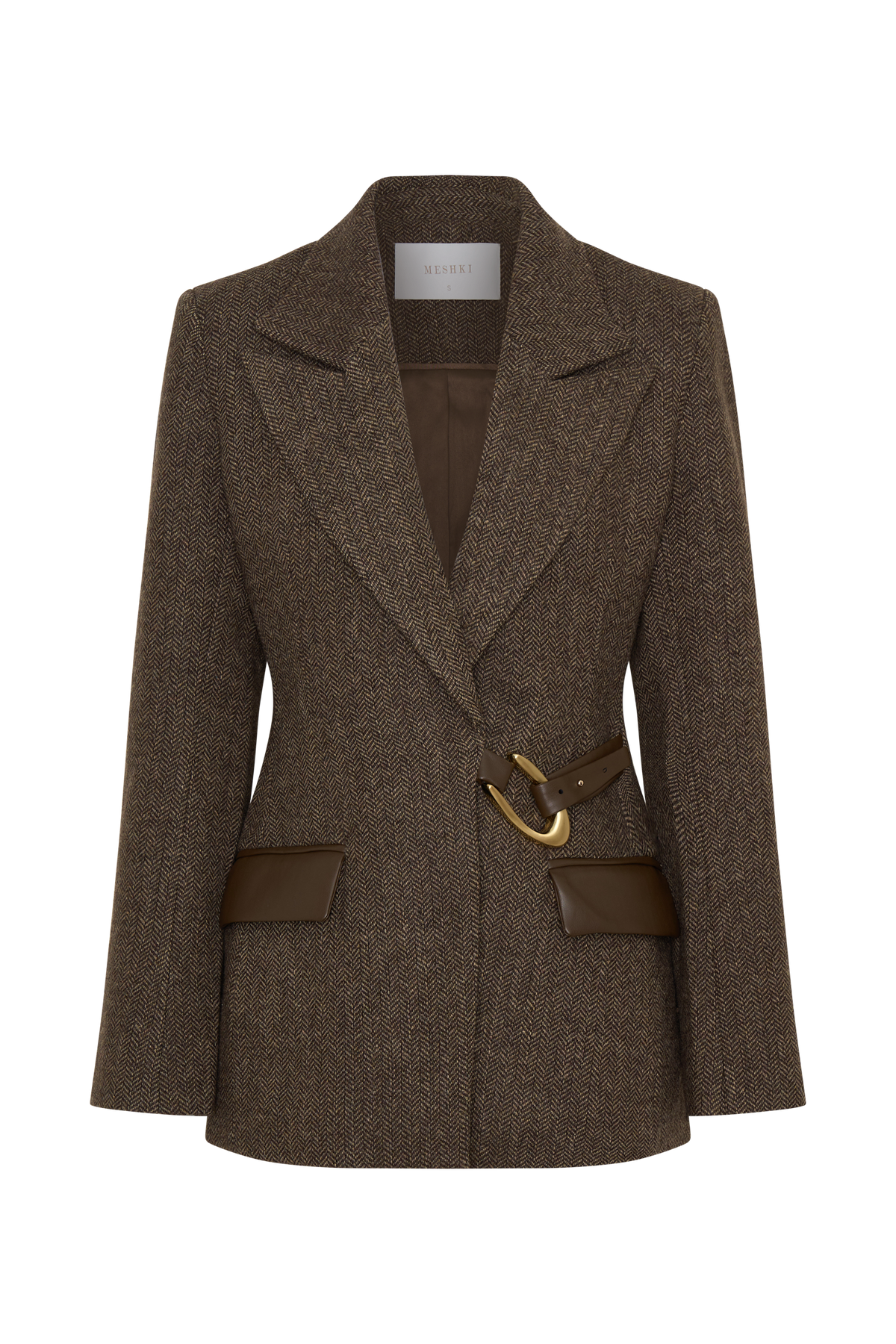Romy Structured Blazer With Hardware - Herringbone #16