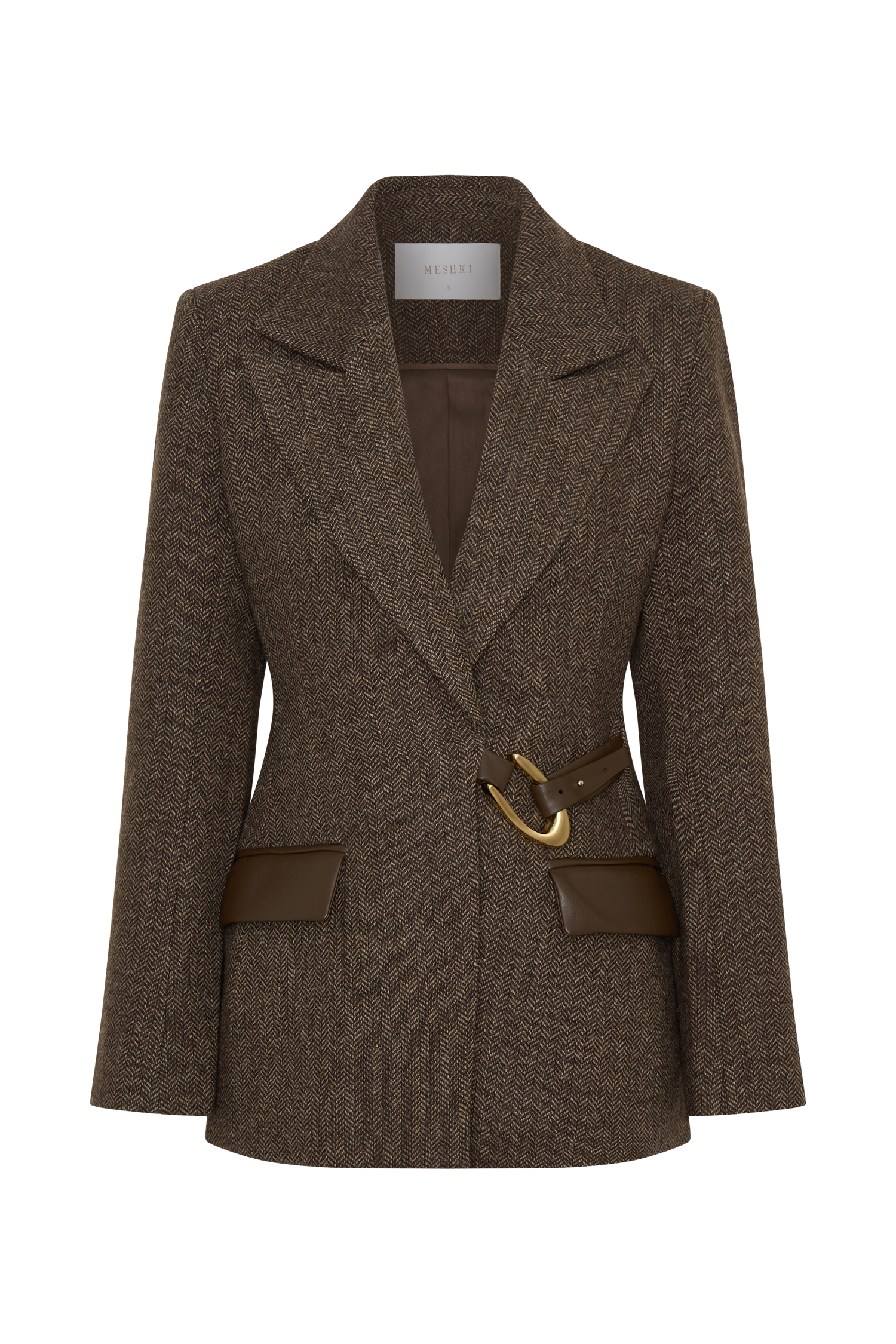 Romy Structured Blazer With Hardware - Herringbone #16