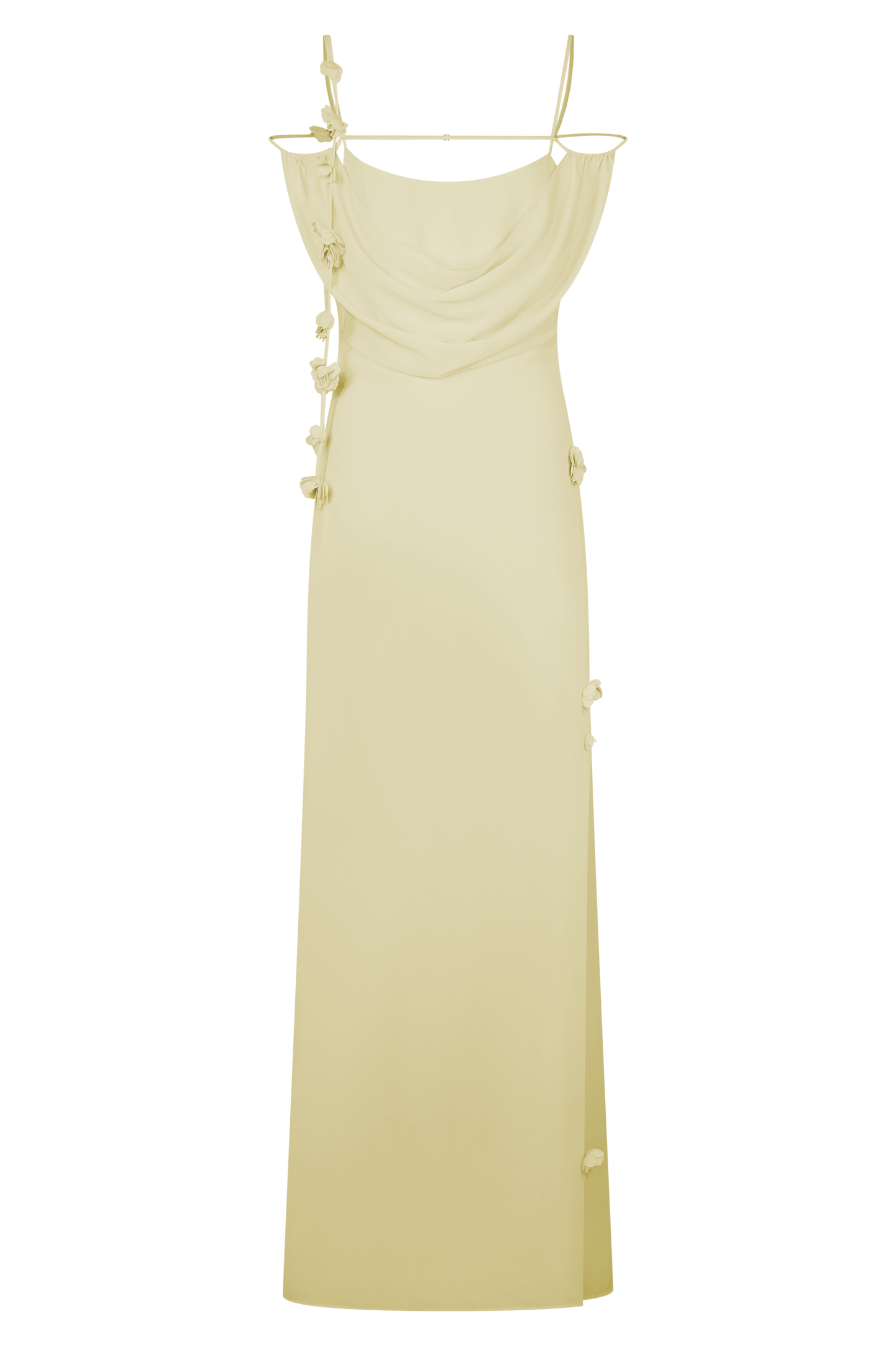 Rosalie Floral Chiffon Maxi Dress - Pastel Lemon