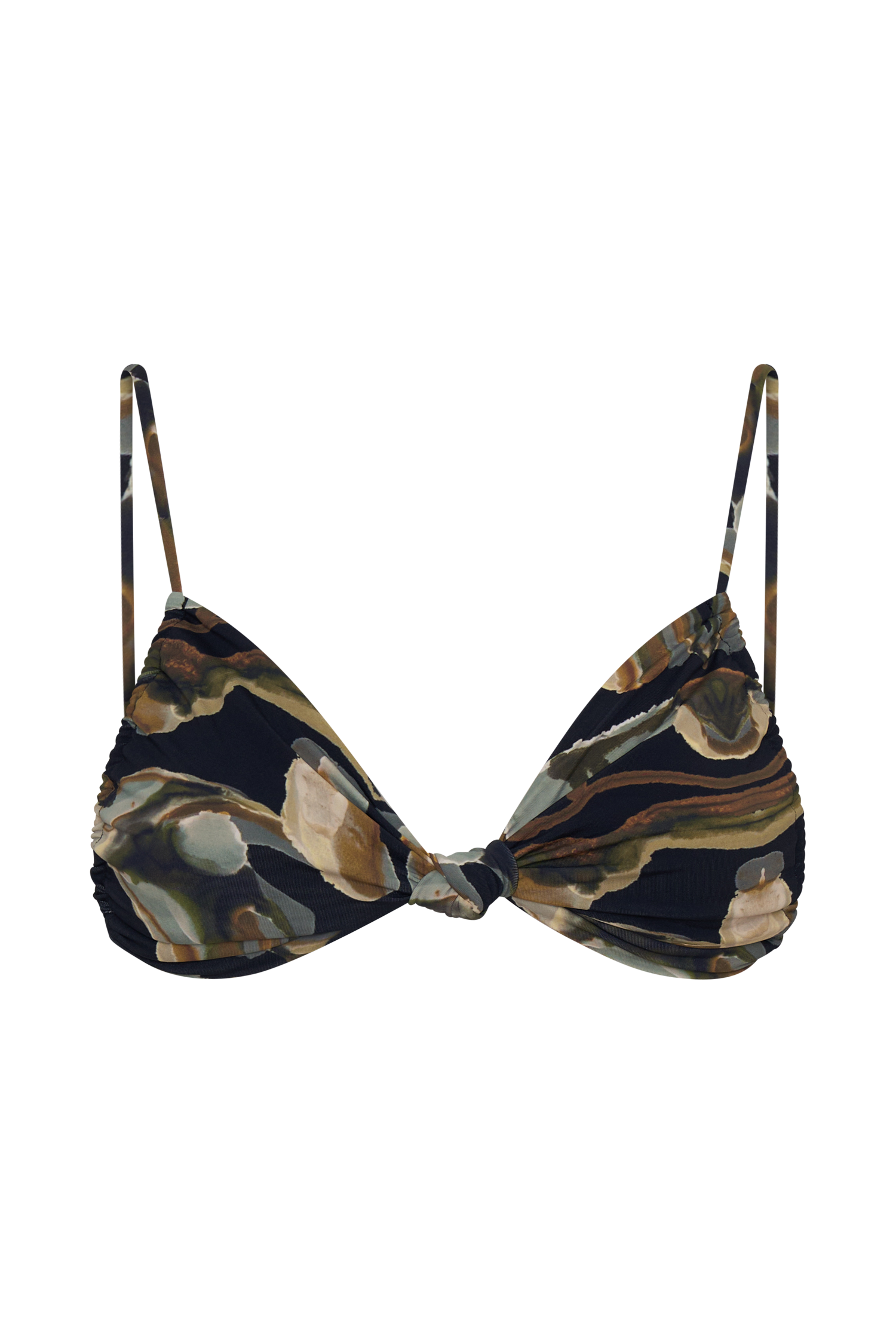 Rosmunda Ruched Bikini Top - Green Fluid Reverie Print #8