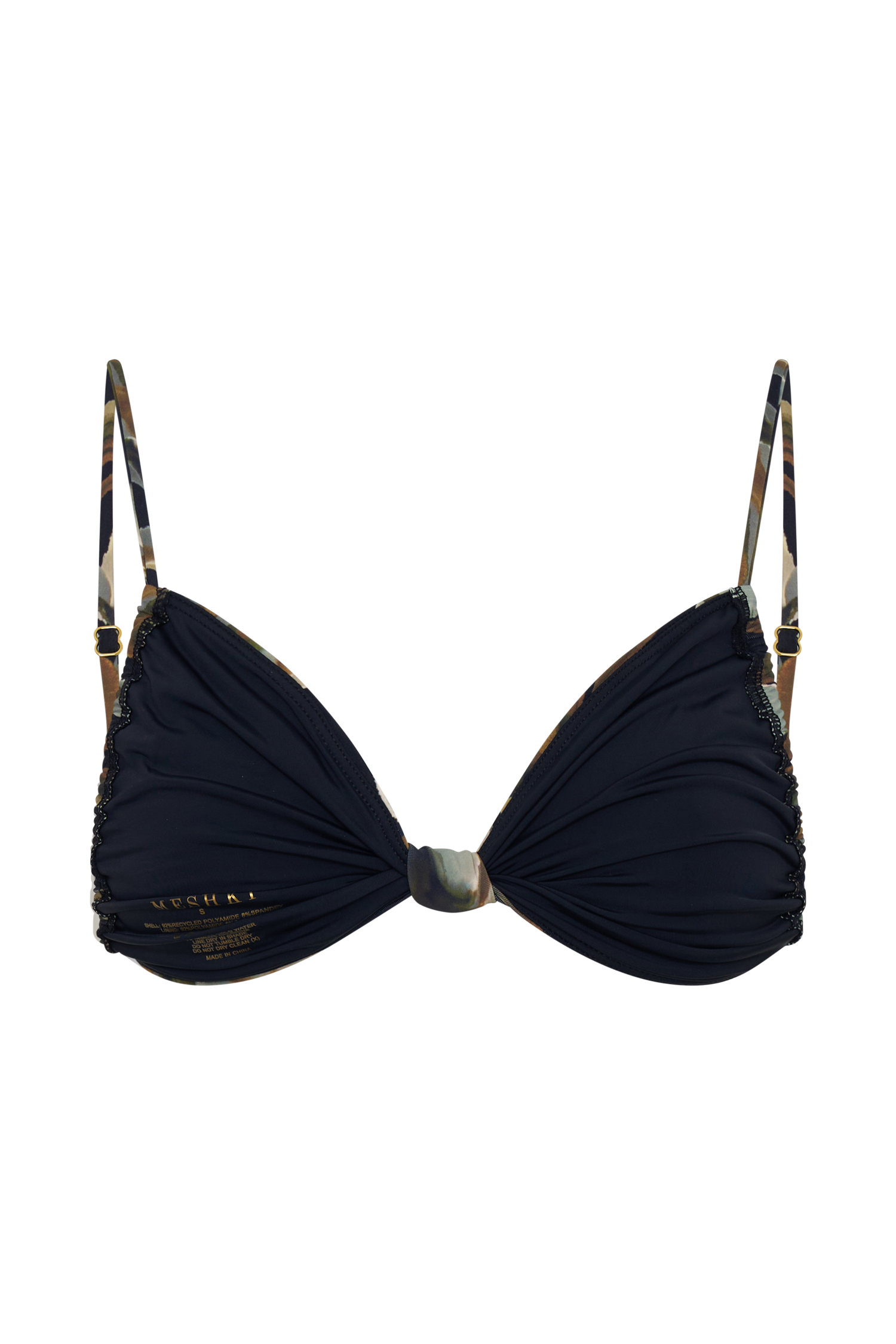 Rosmunda Ruched Bikini Top - Green Fluid Reverie Print #7