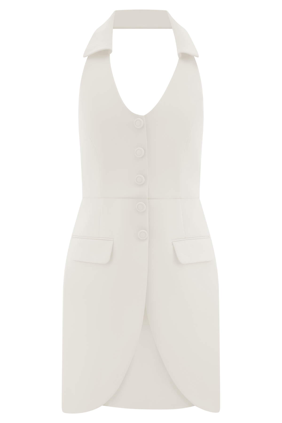 Ruth Cotton Halter Mini Dress - Ivory #7