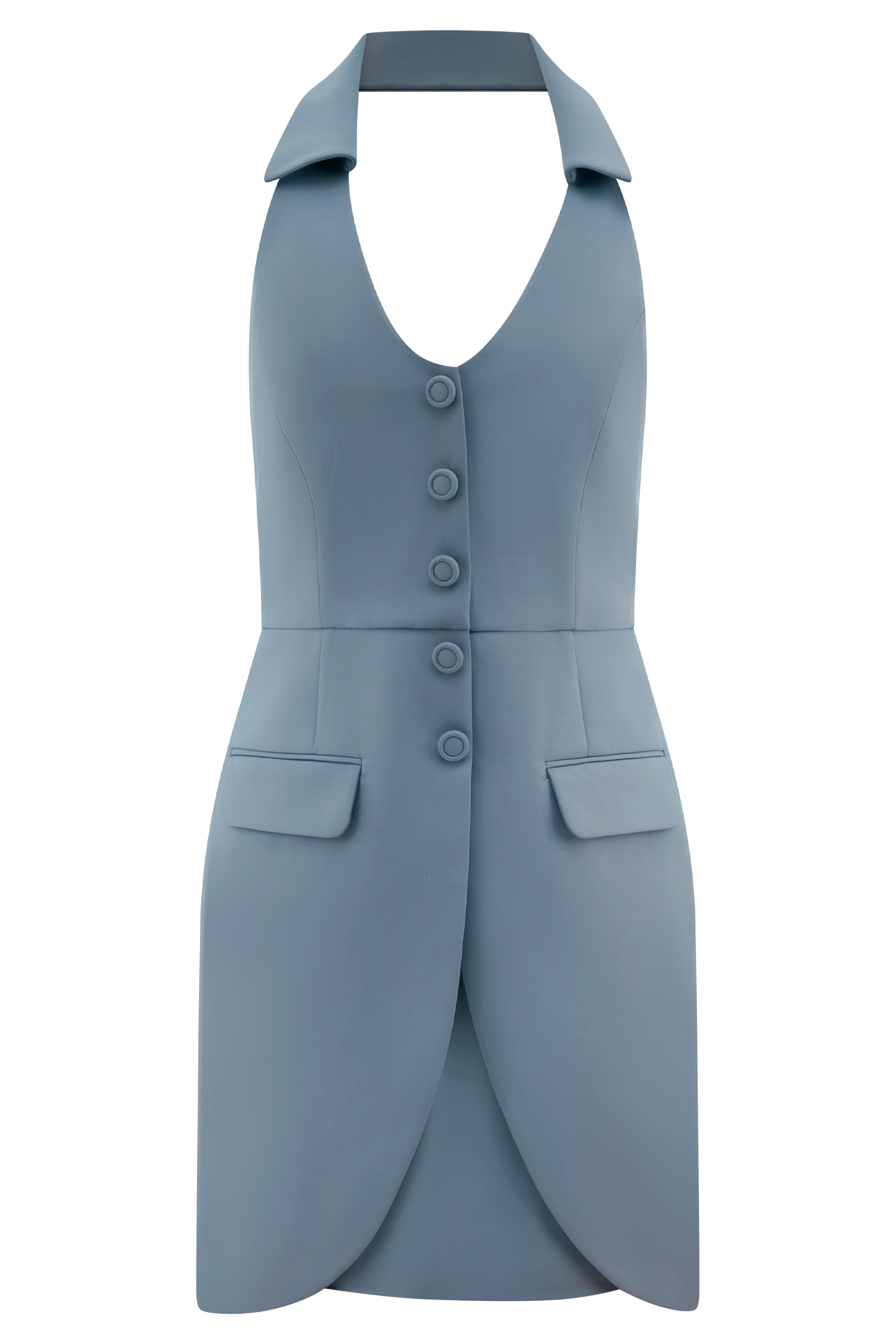 Ruth Cotton Halter Mini Dress - Ocean Blue #7