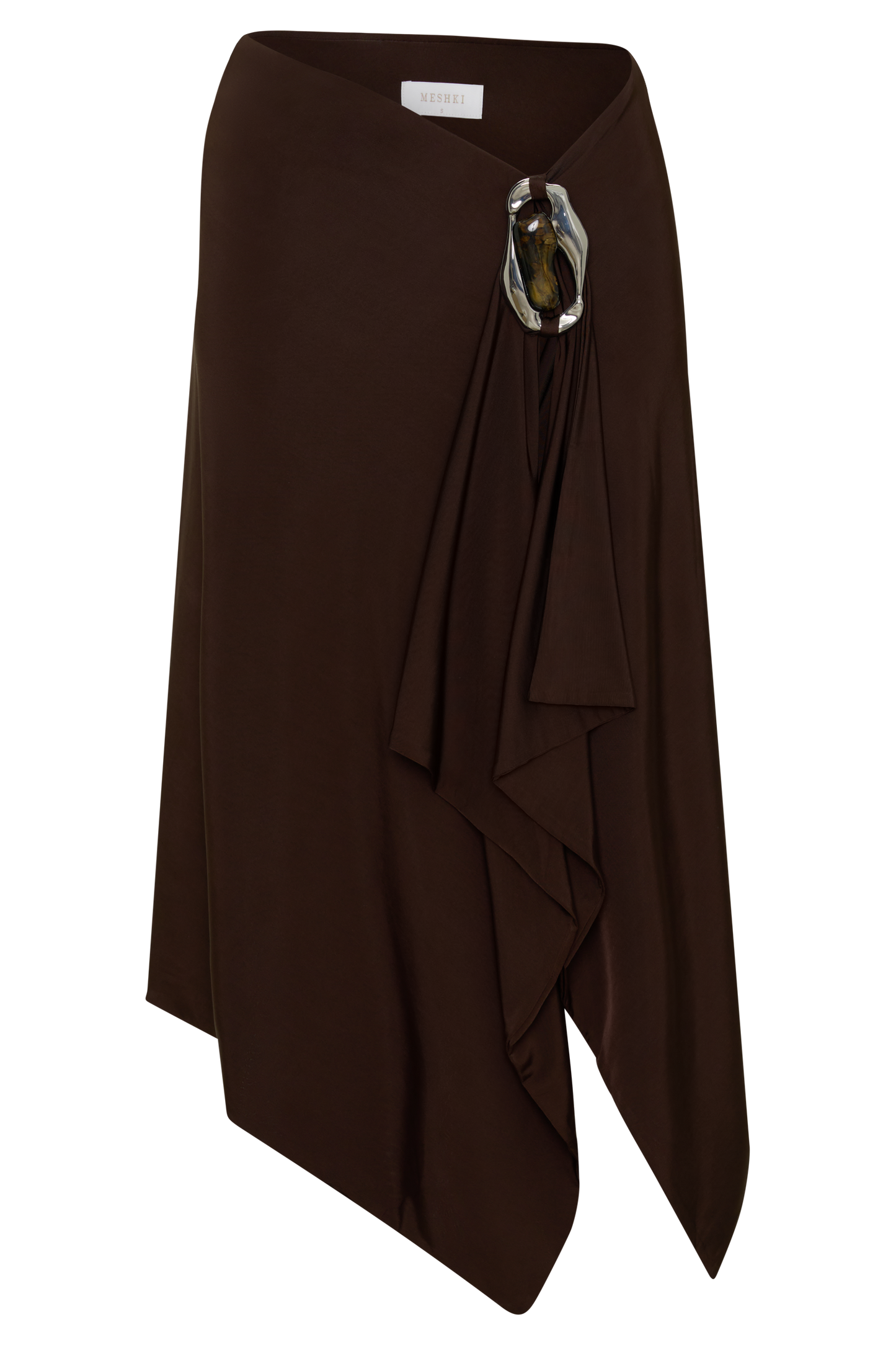Sault Hankie Midi Skirt with Hardware - Dark Chocolate