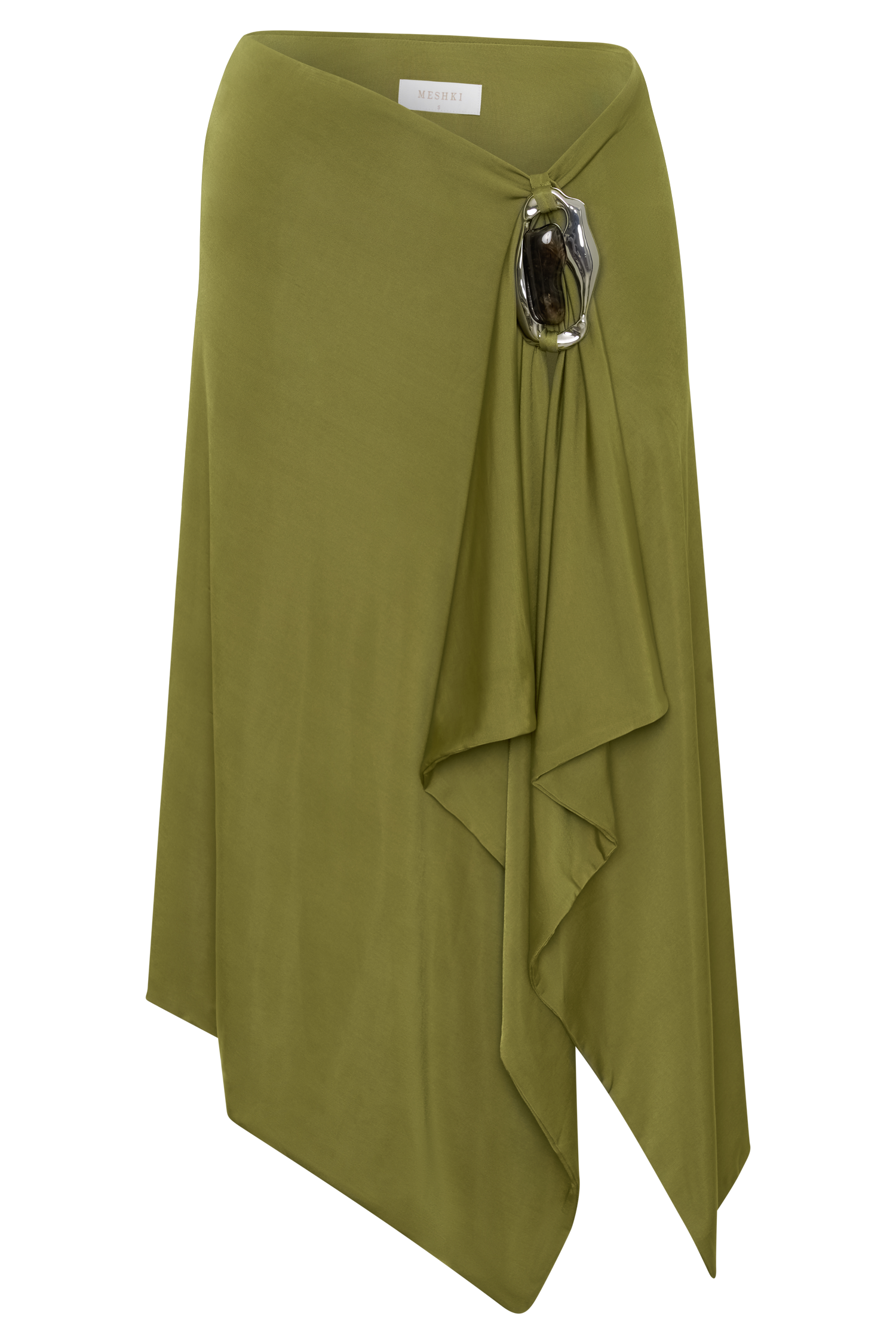 Sault Hankie Midi Skirt with Hardware - Martini Olive #11