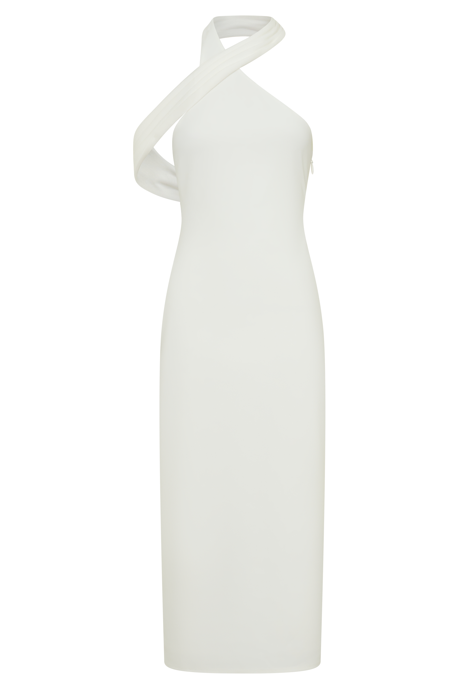 Sable Crossover Crepe Midi Dress - White #8