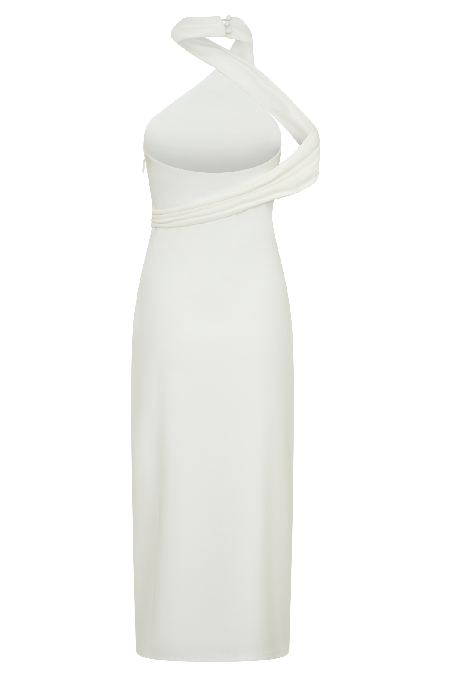 Sable Crossover Crepe Midi Dress - White #7