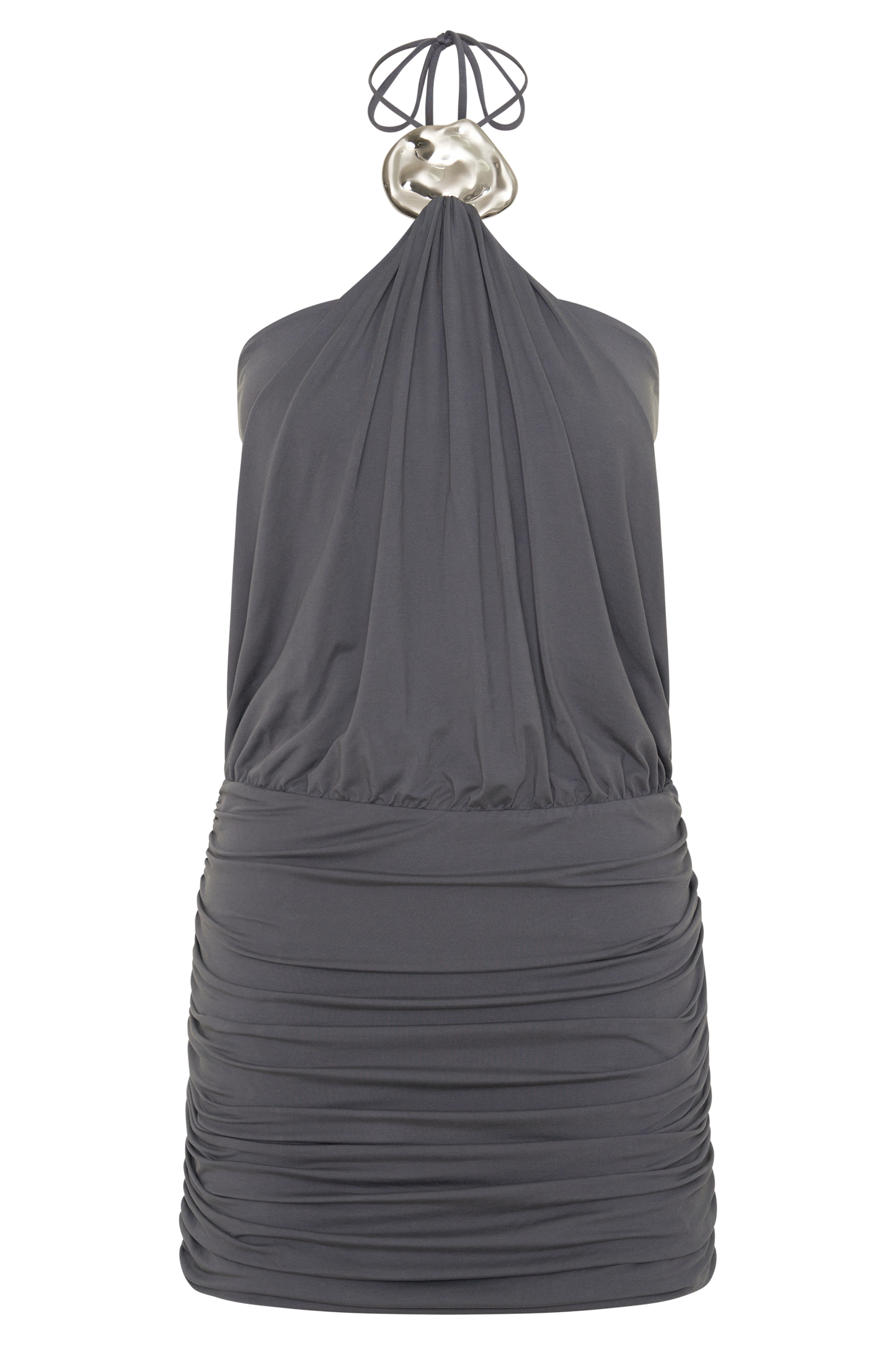 Sade Halter With Hardware Mini Dress - Pompei Grey