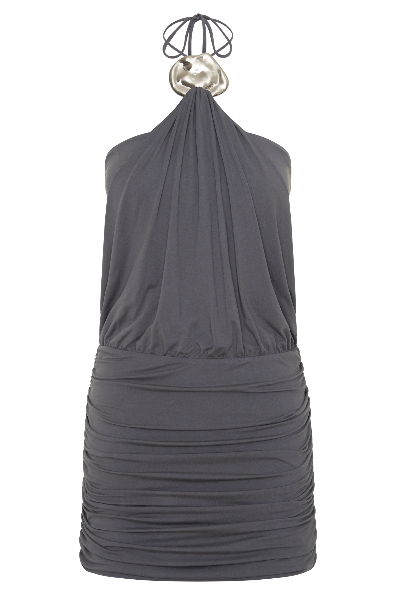 Sade Halter With Hardware Mini Dress - Pompei Grey #9