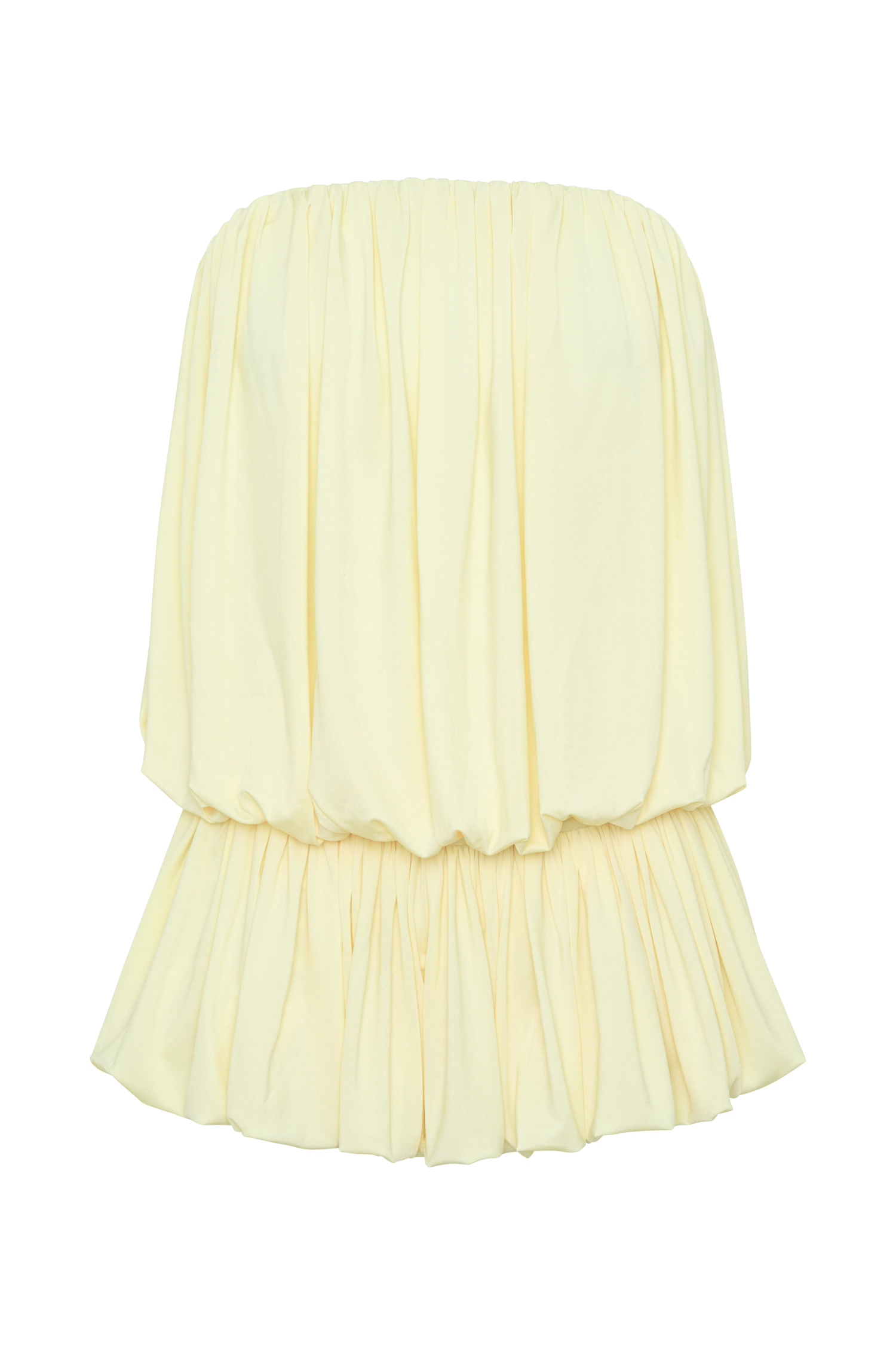 Safiya Strapless Gathered Bubble Mini Dress - Lemon #9