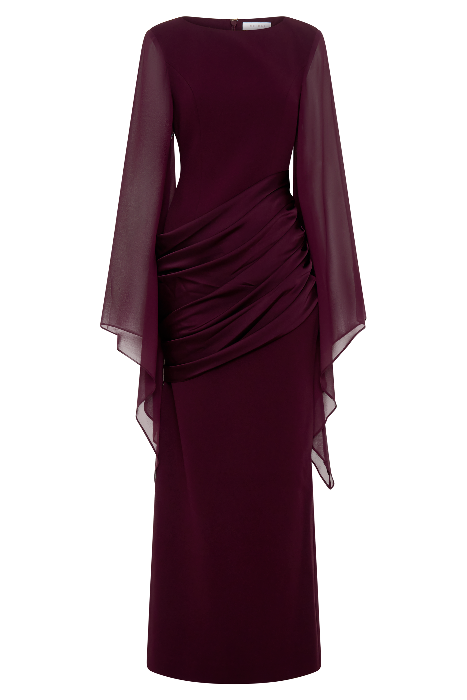 Samantha Waterfall Sleeves Maxi Dress - Wine #11