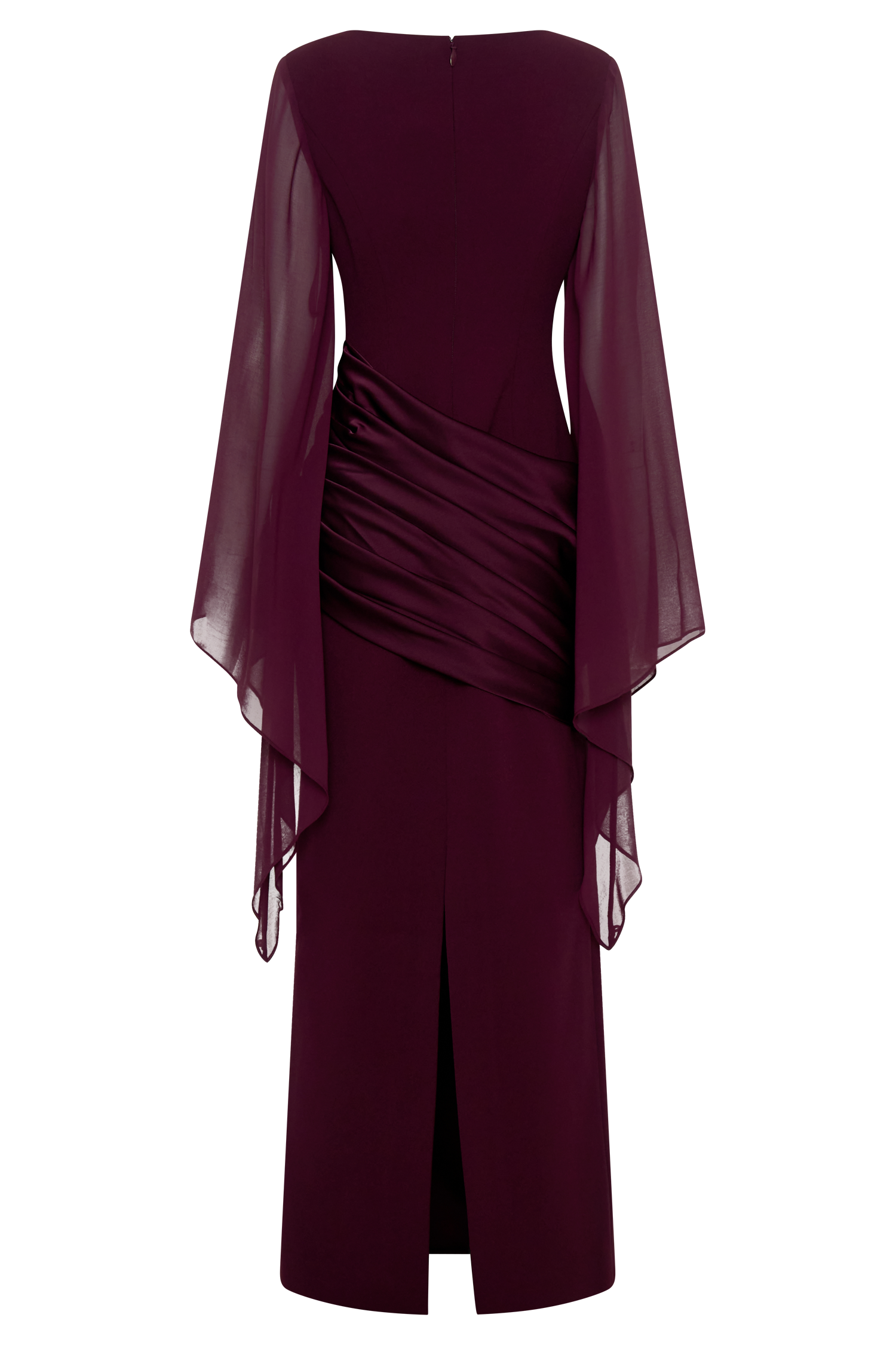 Samantha Waterfall Sleeves Maxi Dress - Wine #10