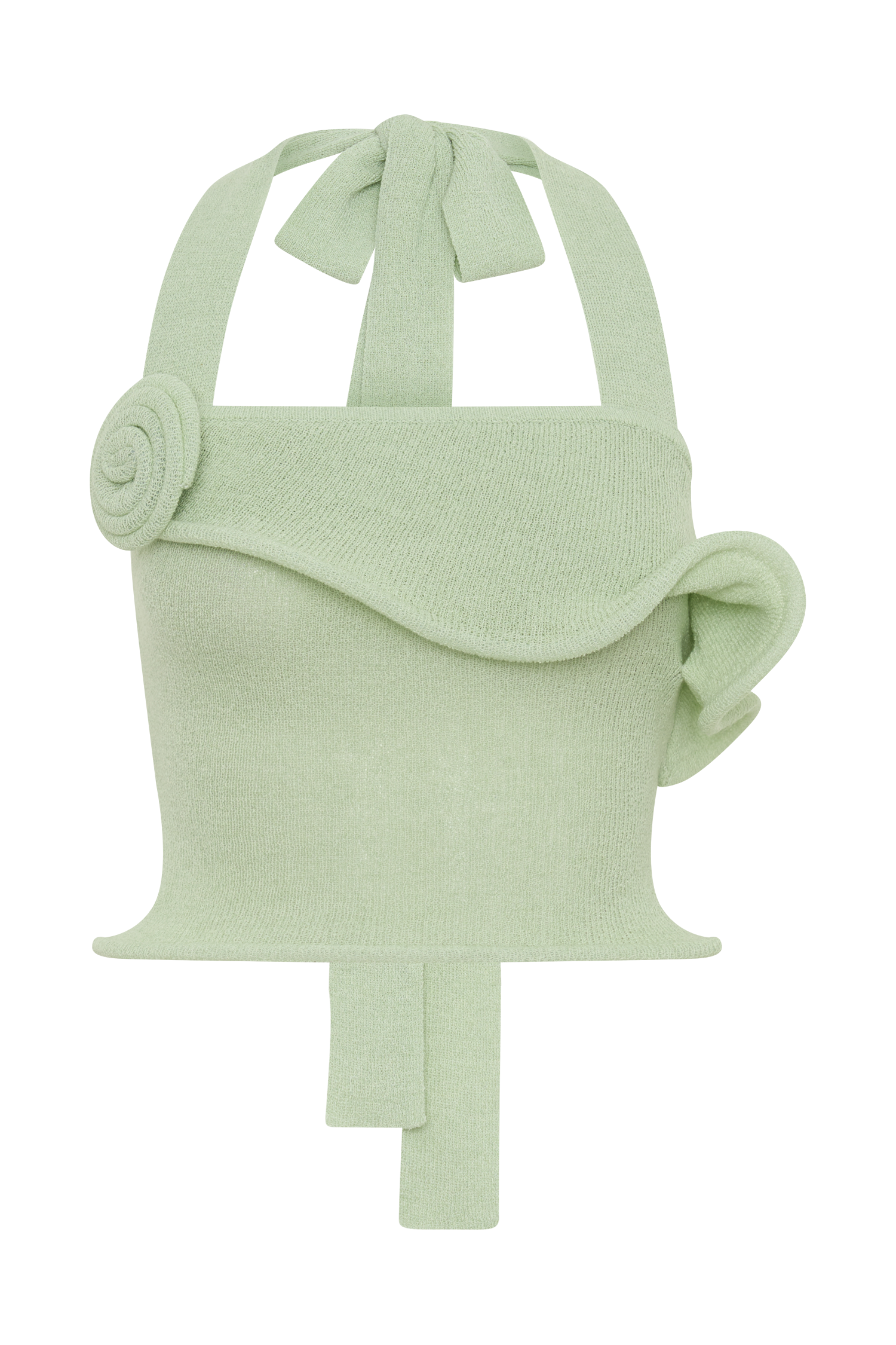 Samira Halter Knit Twist Top - Pastel Green #9