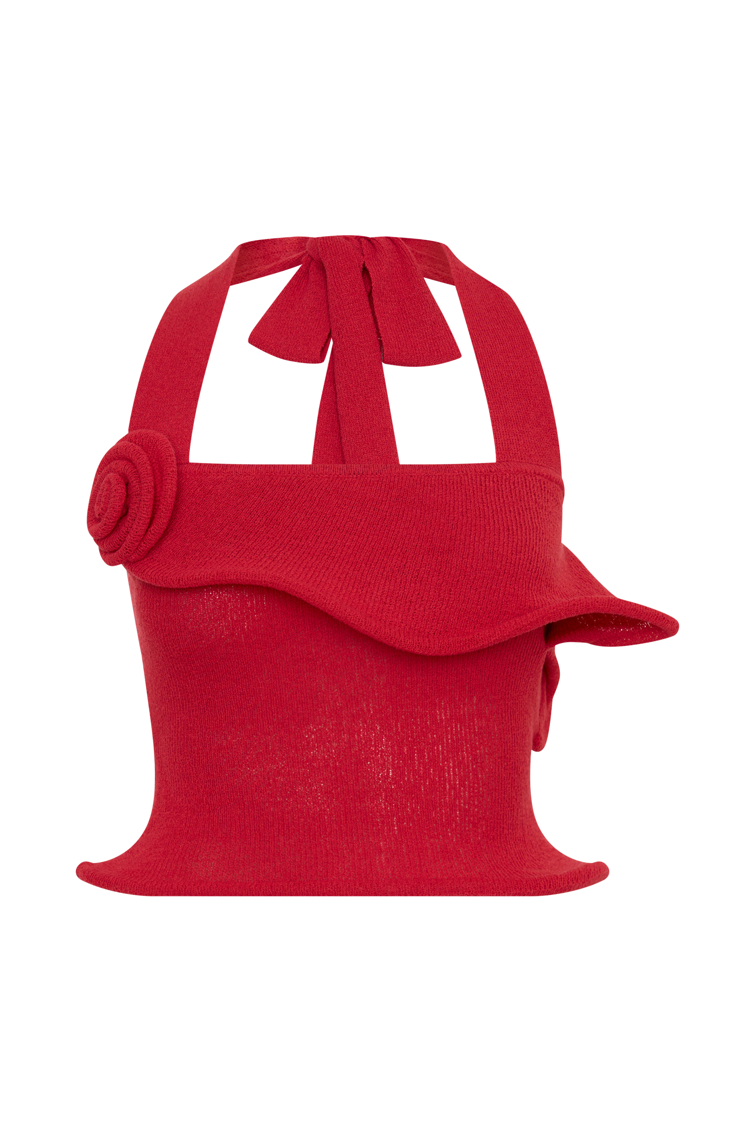Samira Halter Knit Twist Top - Red #10