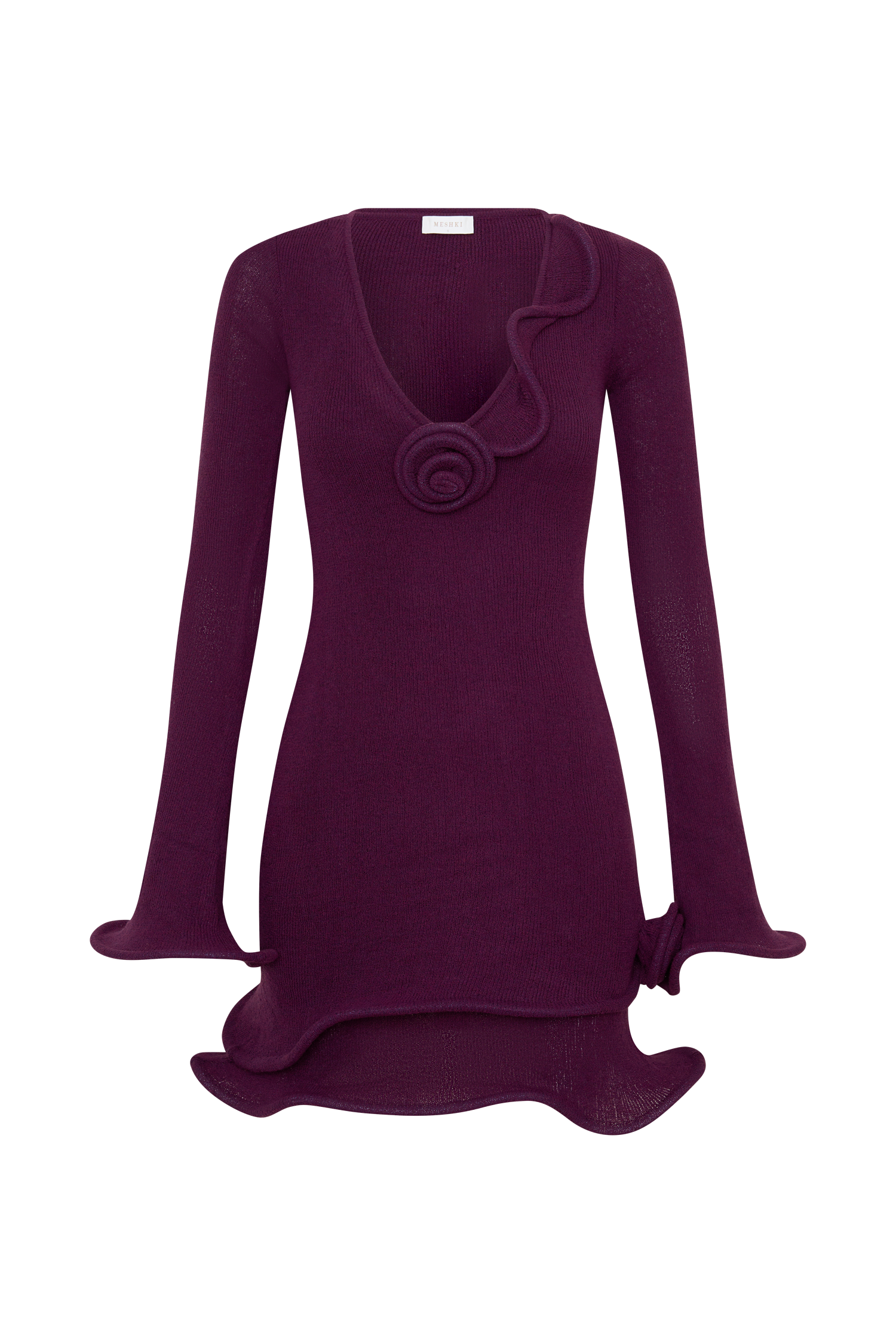 Samira Knit Long Sleeve Mini Dress - Plum #9