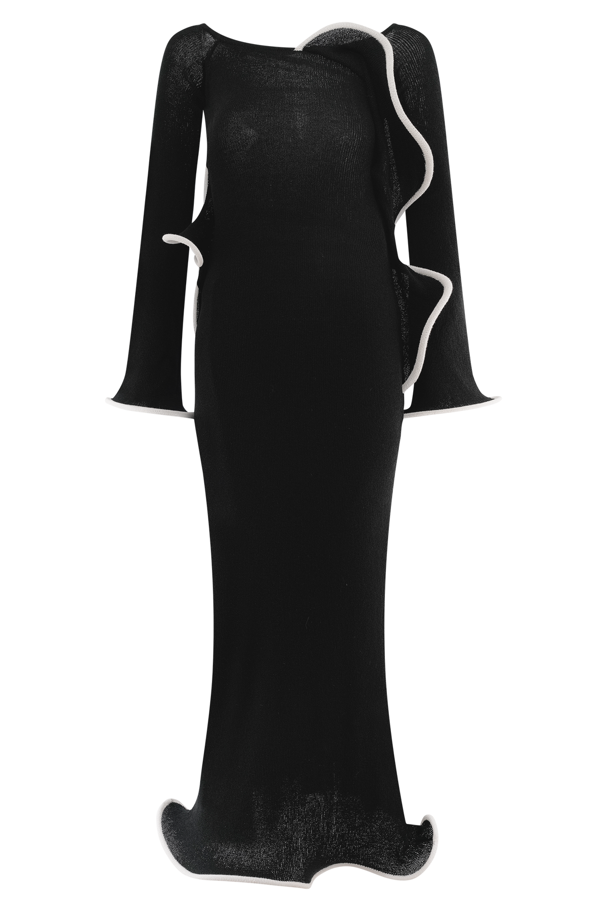 Sandrine Off Shoulder Knit Maxi Dress - Black/White #9