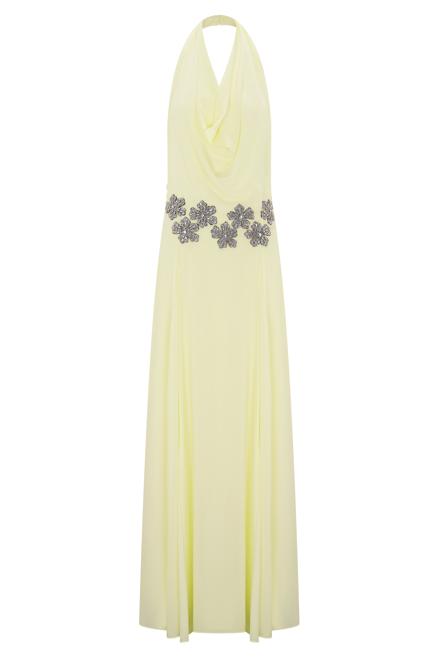 Santal Floral Chiffon Halter Maxi Dress - Lemon #11
