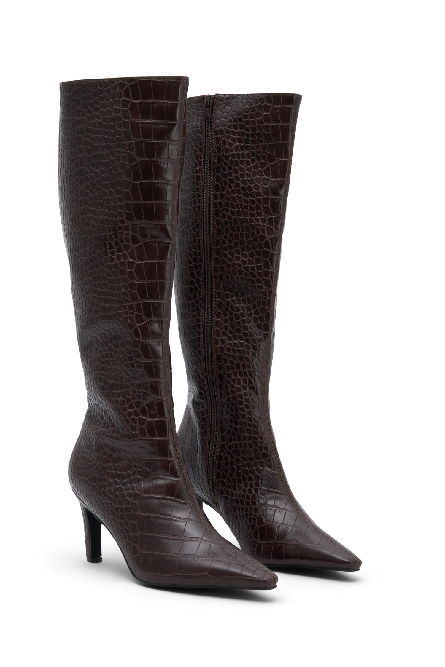 Sarah Faux Leather Crocodile Boot - Chocolate #7