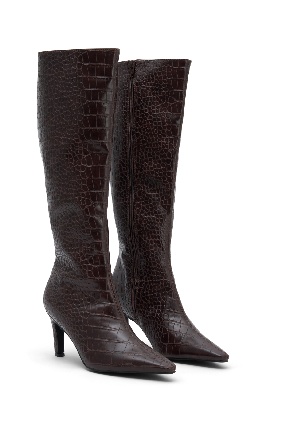 Sarah Faux Leather Crocodile Boot - Chocolate #7