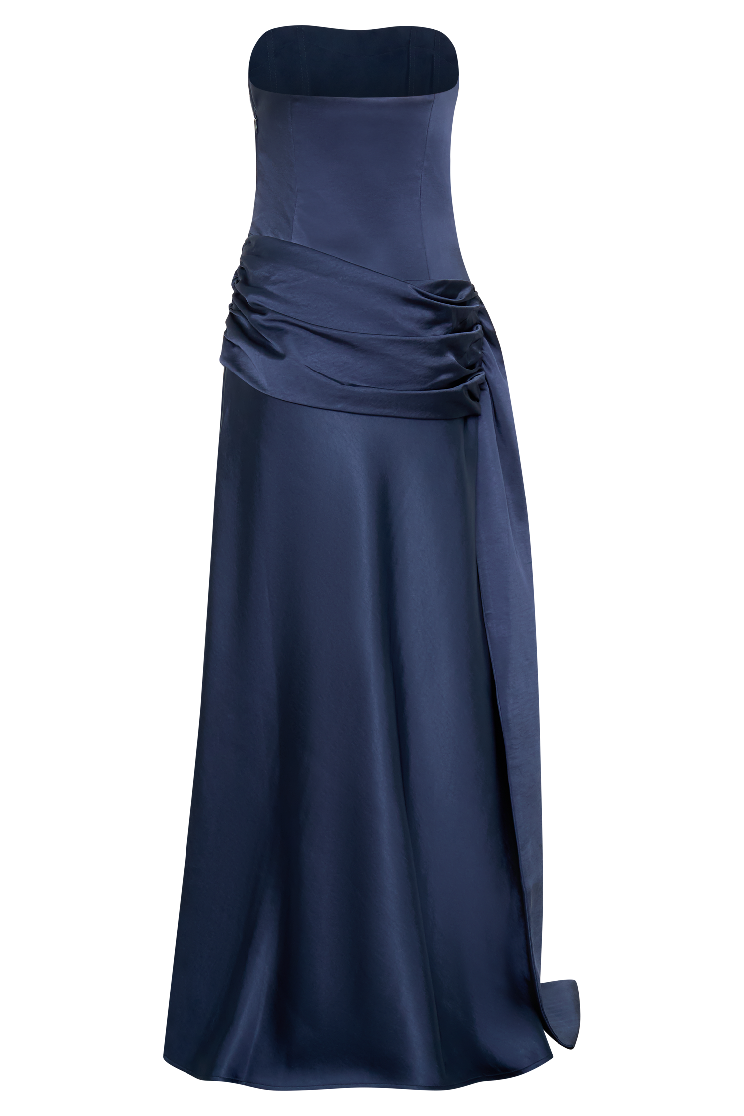 Sarah Strapless Maxi Dress With Waist Tie - Navy #8