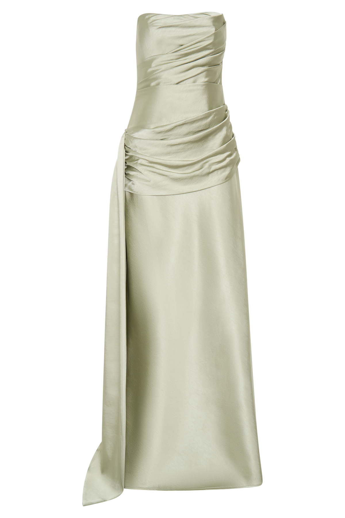 Sarah Strapless Maxi Dress With Waist Tie - Sage #7