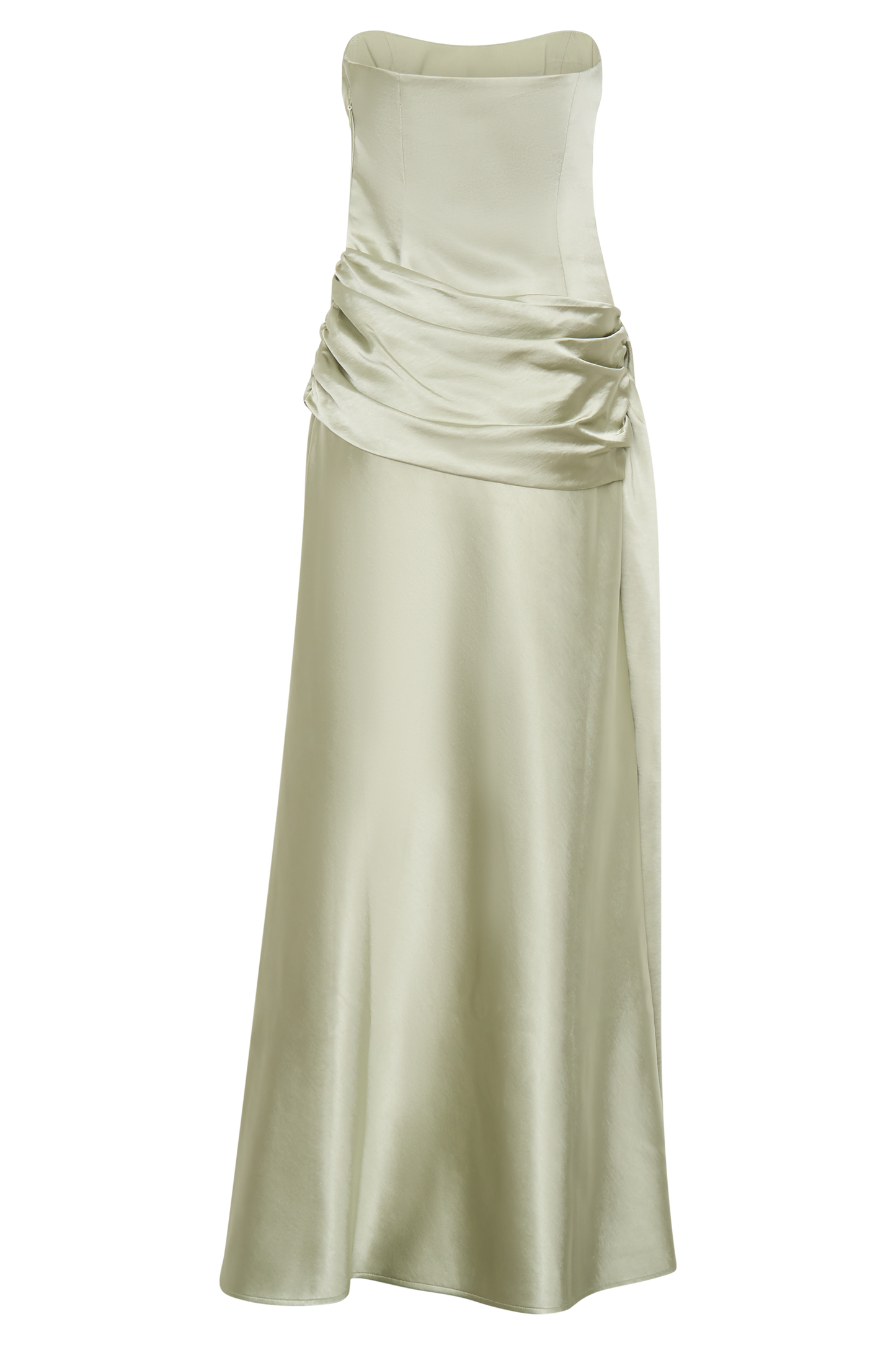 Sarah Strapless Maxi Dress With Waist Tie - Sage