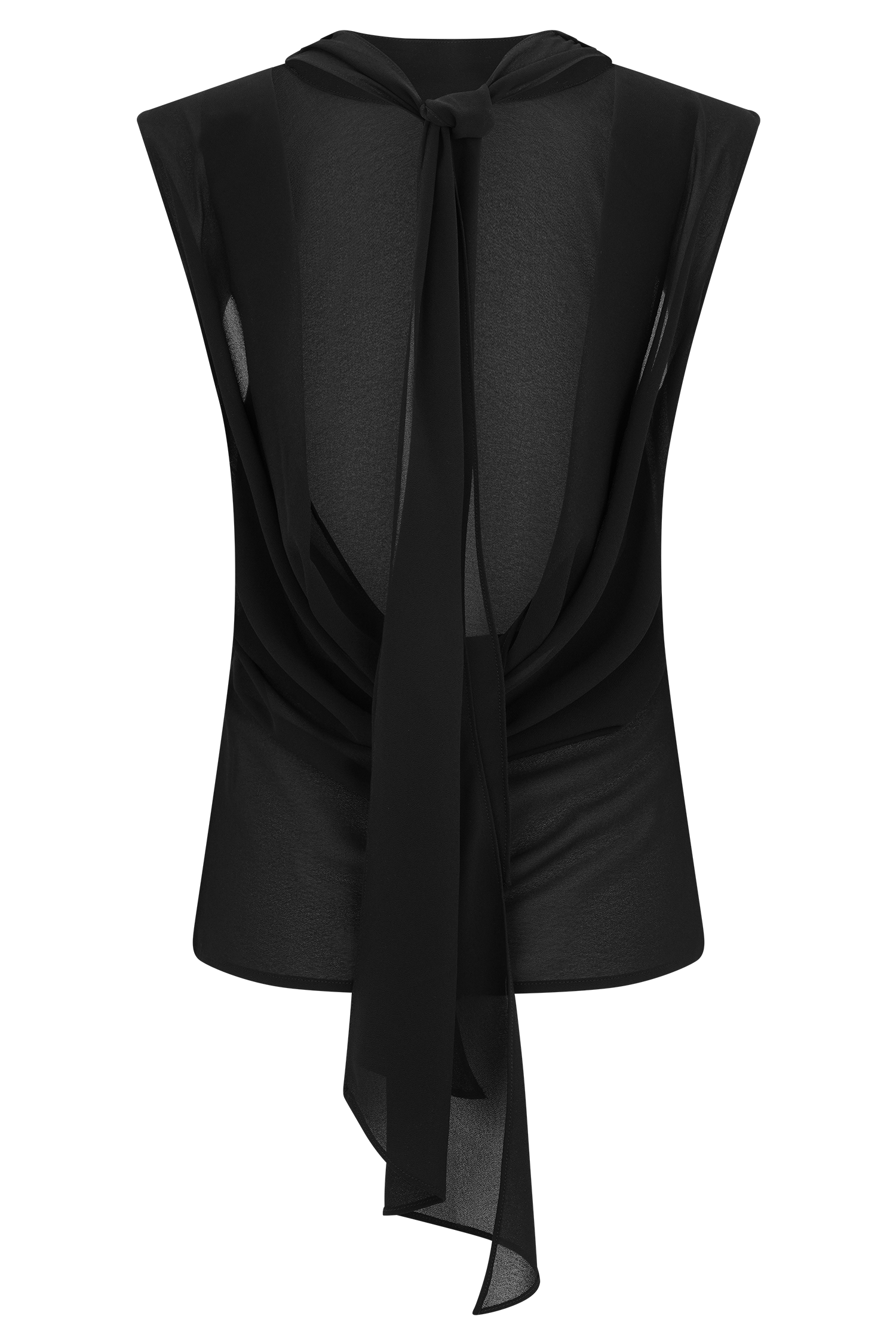 Saria Chiffon Low Back Top - Black #8