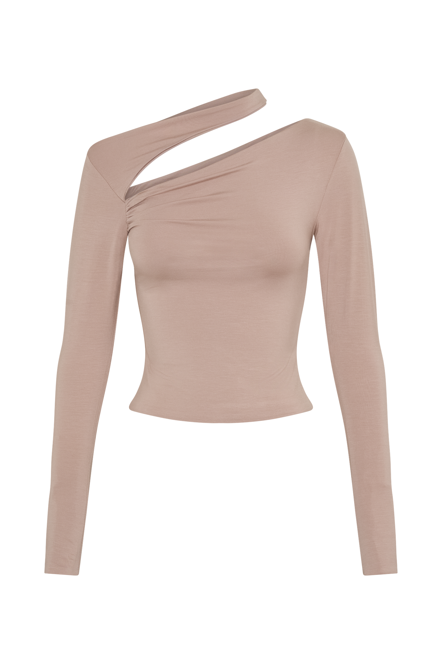 Sasha Modal Long Sleeve Top With Cut Out - Mushroom