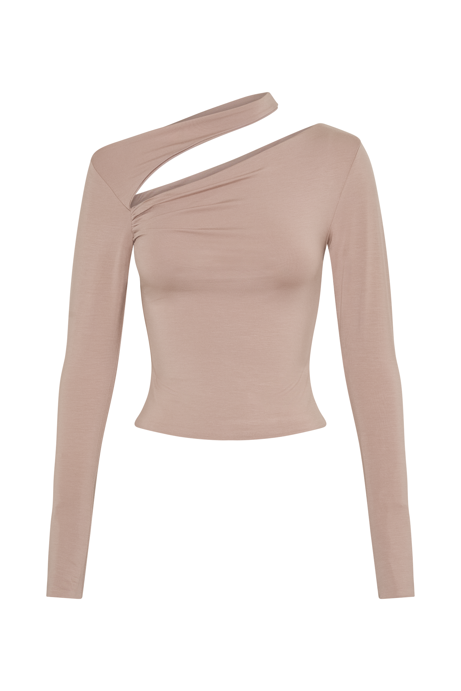 Sasha Modal Long Sleeve Top With Cut Out - Mushroom #9